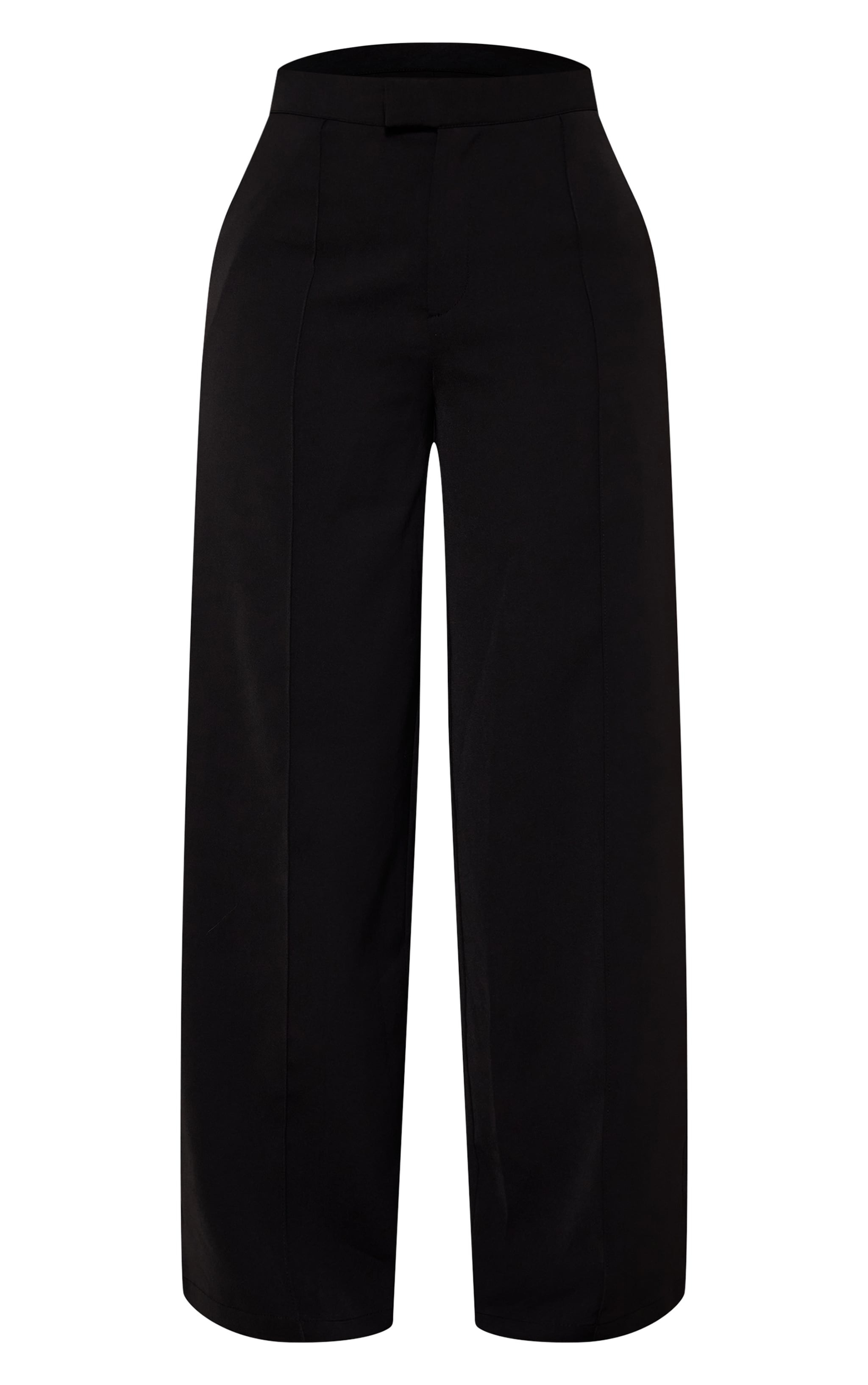 Petite Black Seam Front Wide Leg Tailored Pants image 5