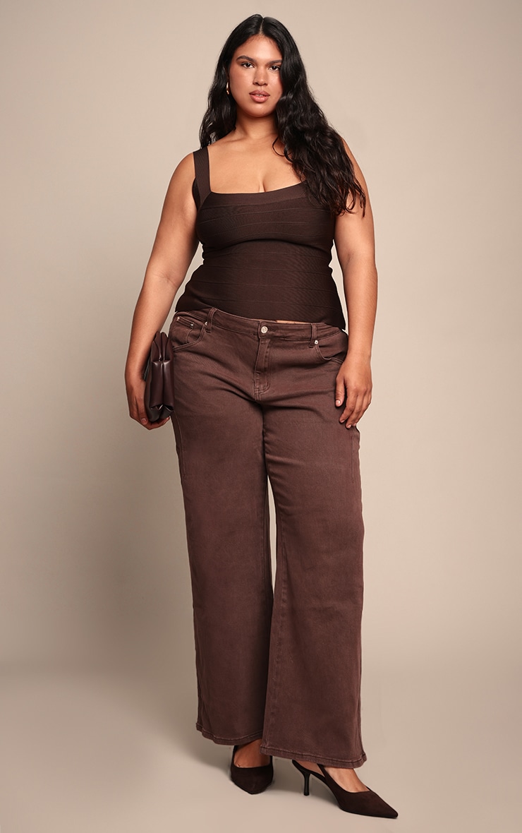 Plus Chocolate Bandage Square Neck Corset image 3