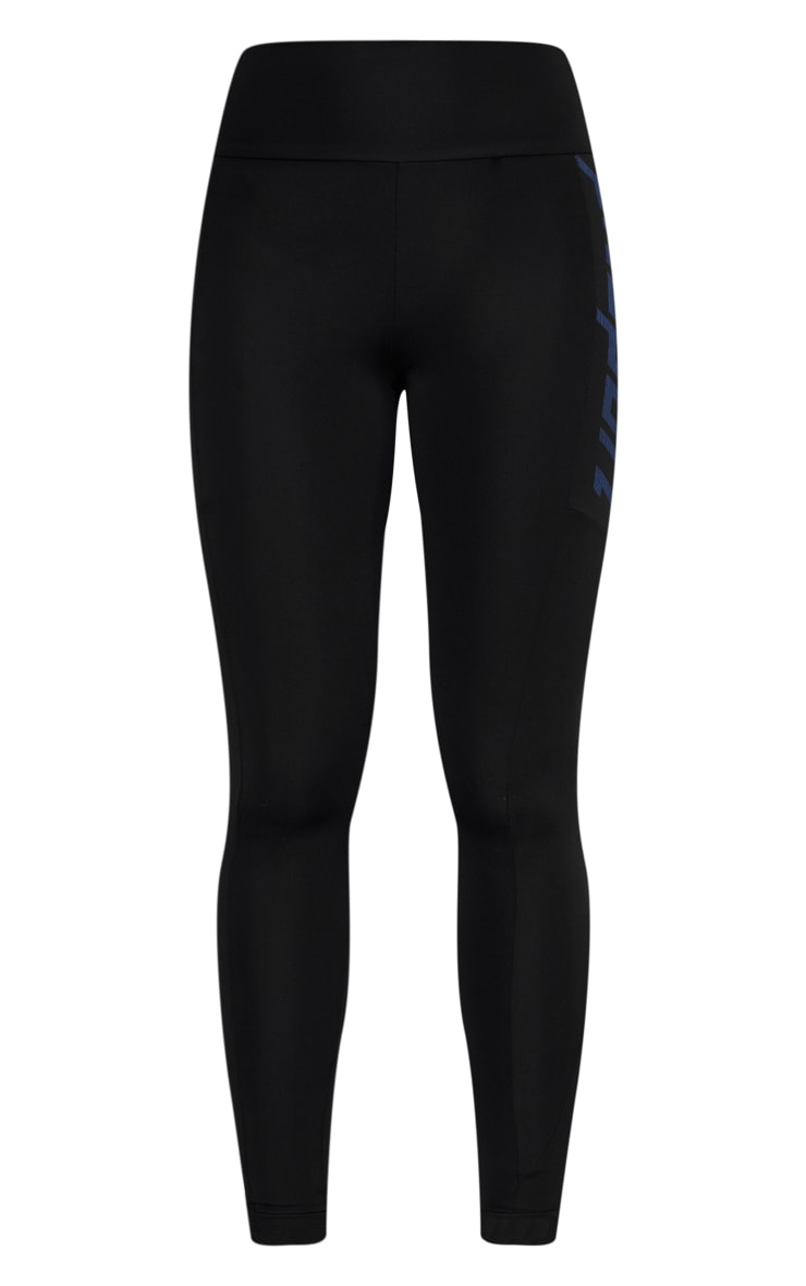 PRETTYLITTLETHING Black Sport Print Panel Leggings image 5