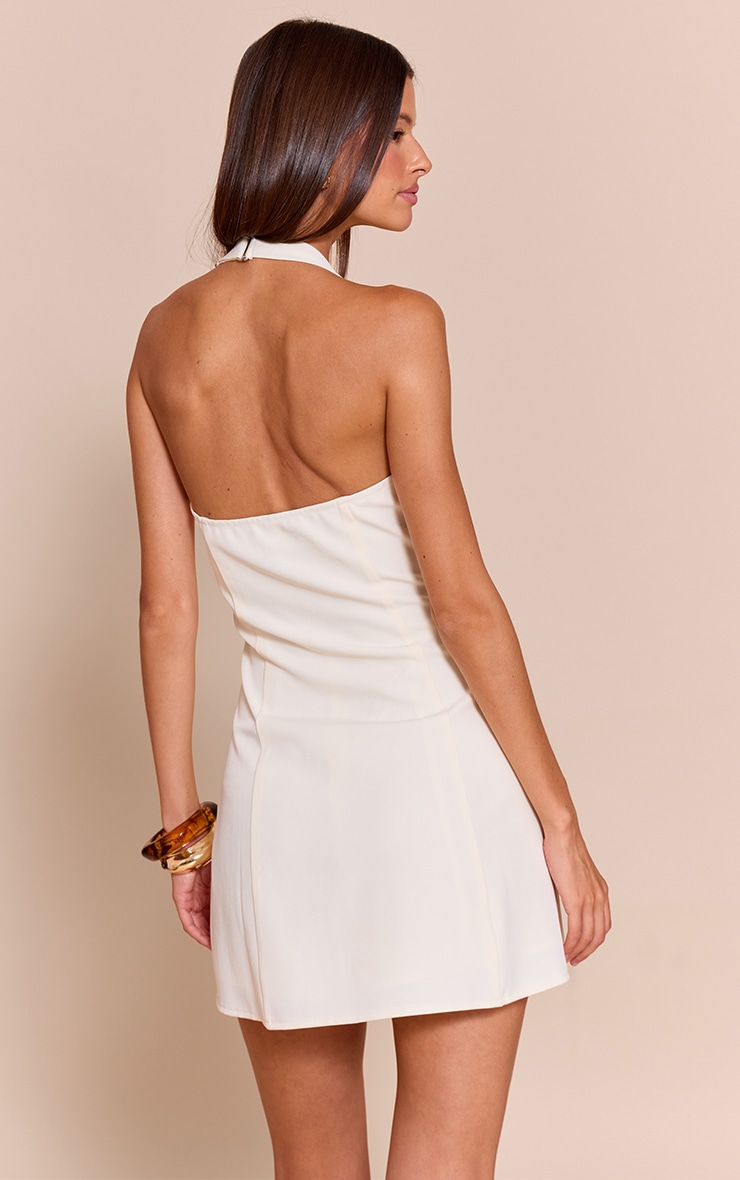 White Buckle Detail Halterneck Shift Dress image 2