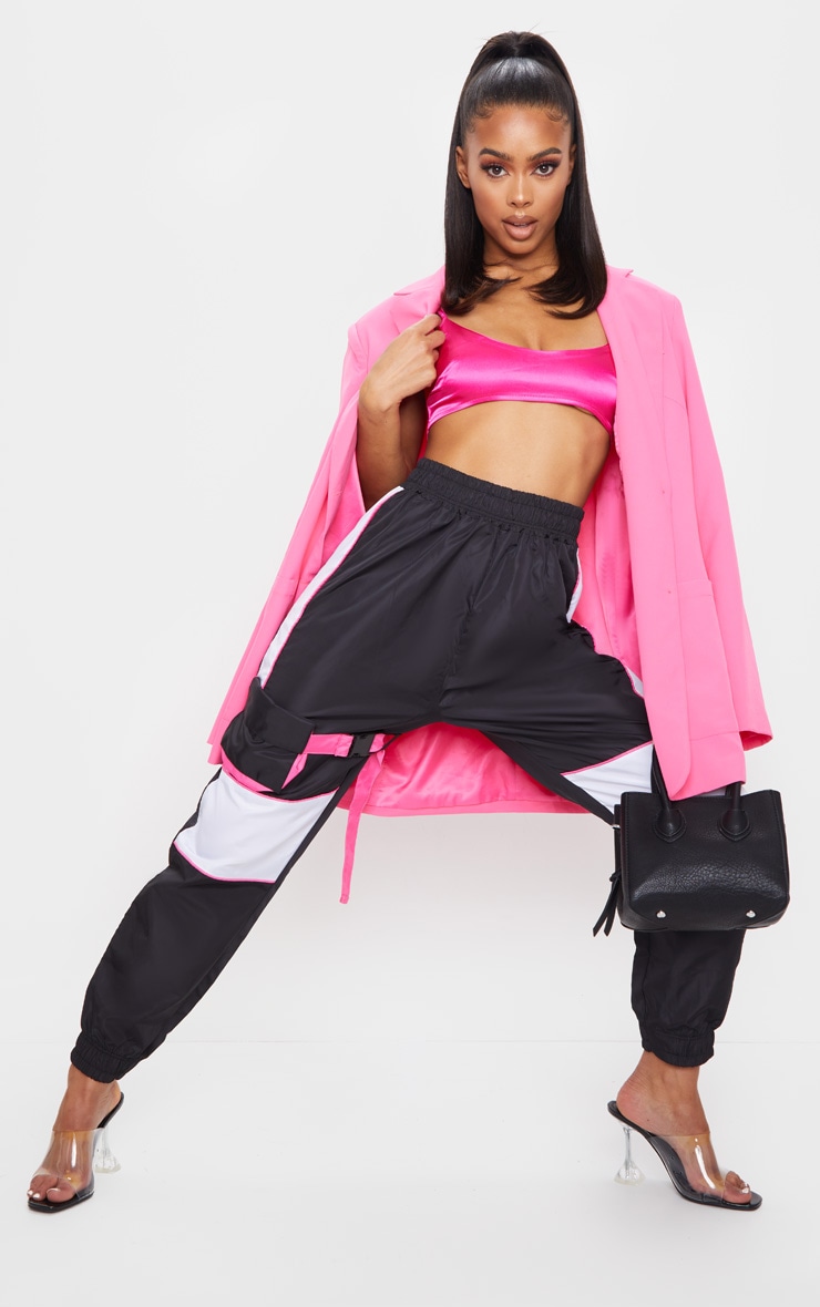 Black Neon Binding Shell Pocket Detail Track Pants