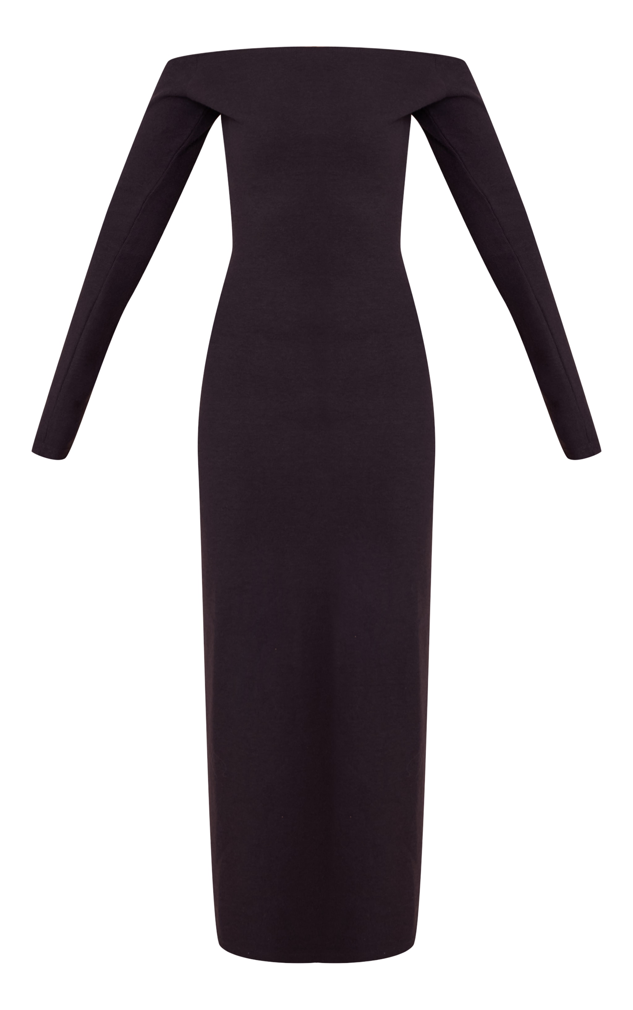 Robe longue très douce gris anthracite à col bardot et manches longues image 5
