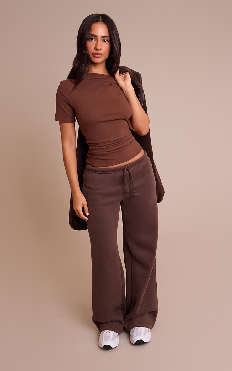 Petite Chocolate Super Soft Twist Detail Cap Sleeve Top image 3