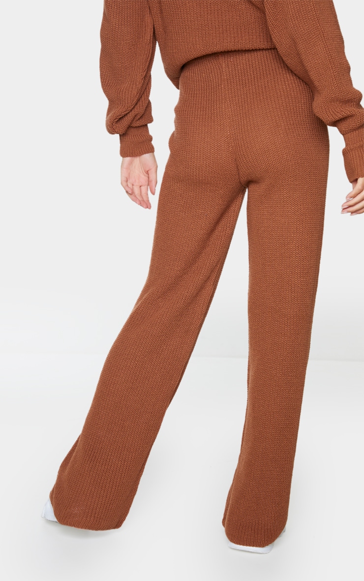 Rust wide leg ribbed knitted trouser  prettylittlething Rust wide leg ribbed knitted trouser  prettylittlething