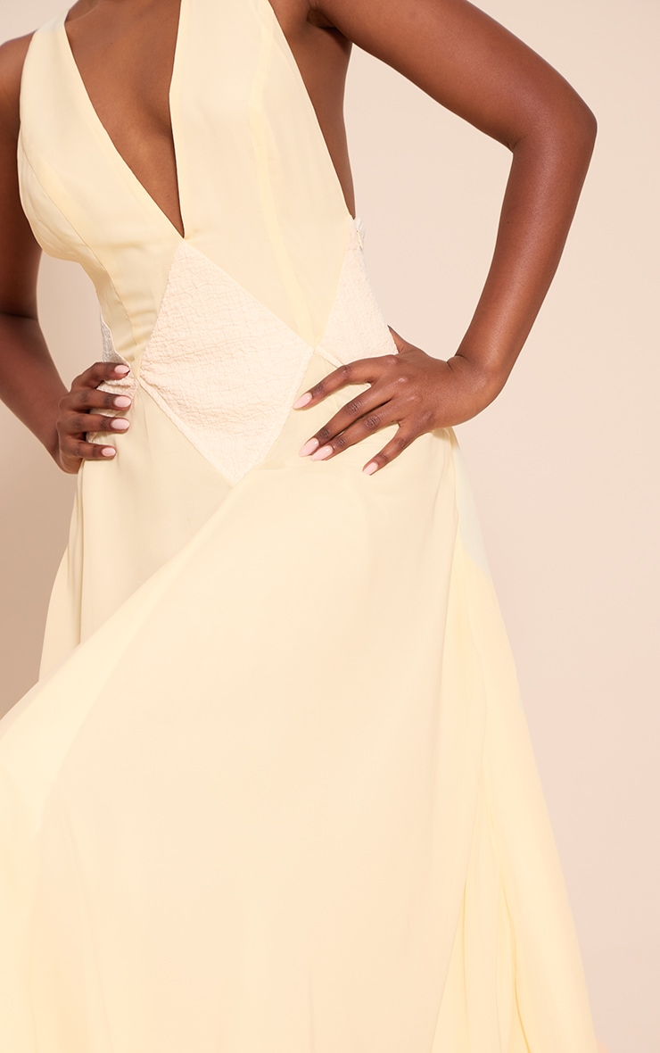 Lemon Plunge Textured Detail Maxi Dress image 4