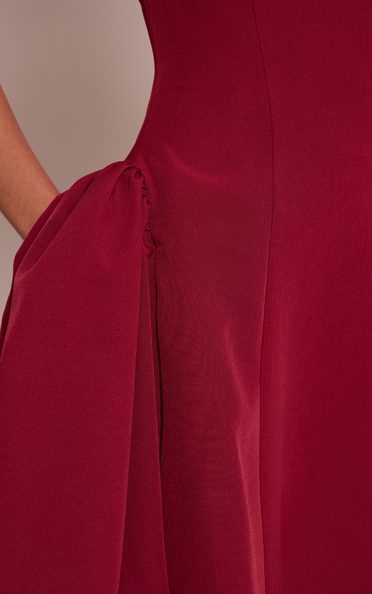 Burgundy Woven Square Neck Shift Dress image 4