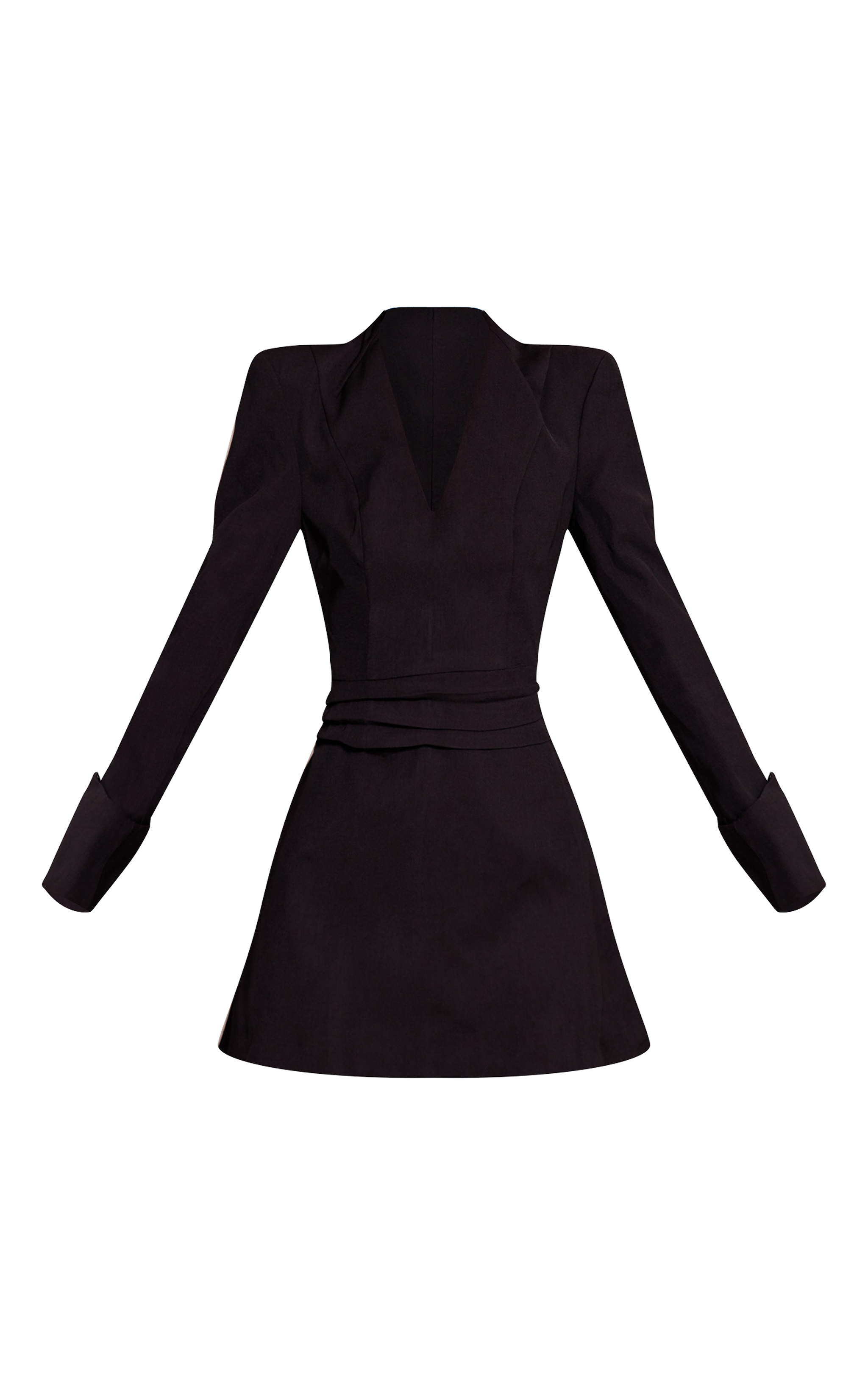 Black Woven V Neck Mini Shift Dress image 5