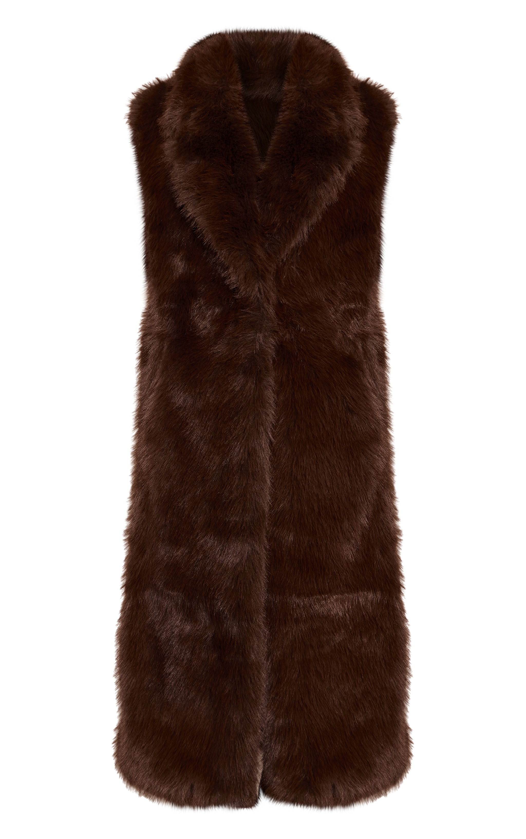 Chocolate Faux Fur Maxi Gilet image 5