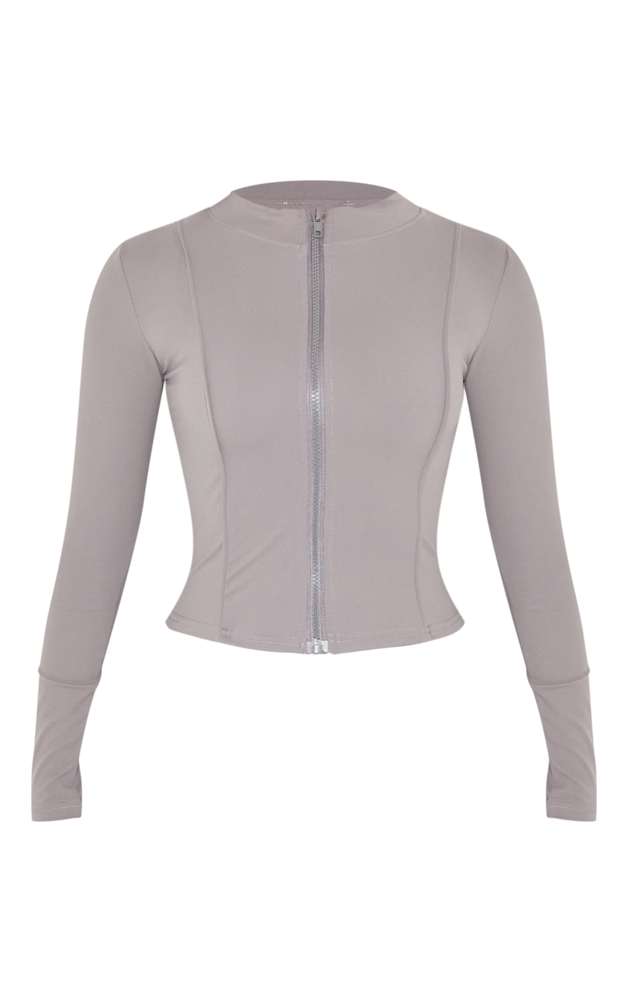 Petite Top Sculpt gris anthracite sans coutures à zip et détail contours image 5