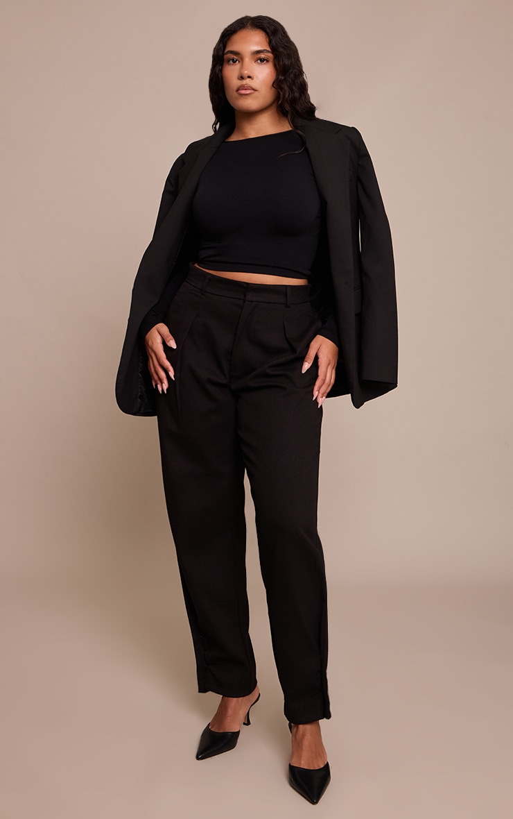 SHAPE BLACK TAILORED HIGHWAISTED PLEATED BUTTON CUFF PANT image 1
