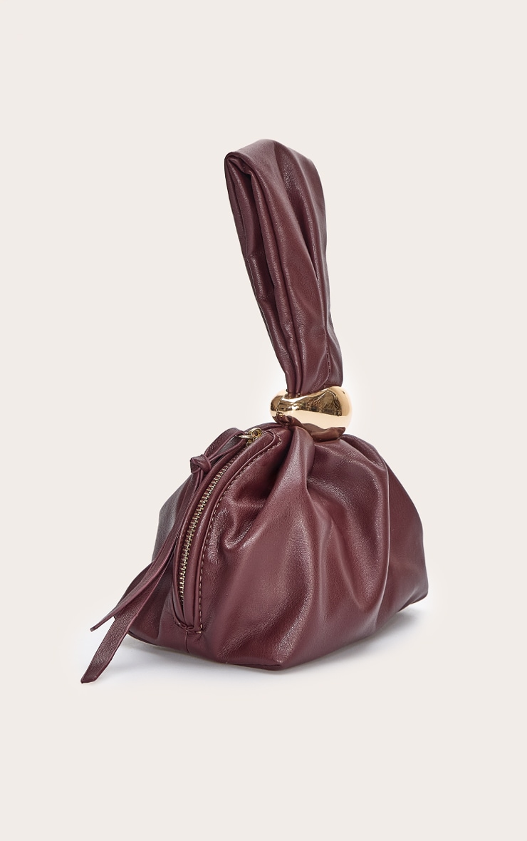 Premium Chocolate Soft Pu Gold Handle Hand Bag image 3