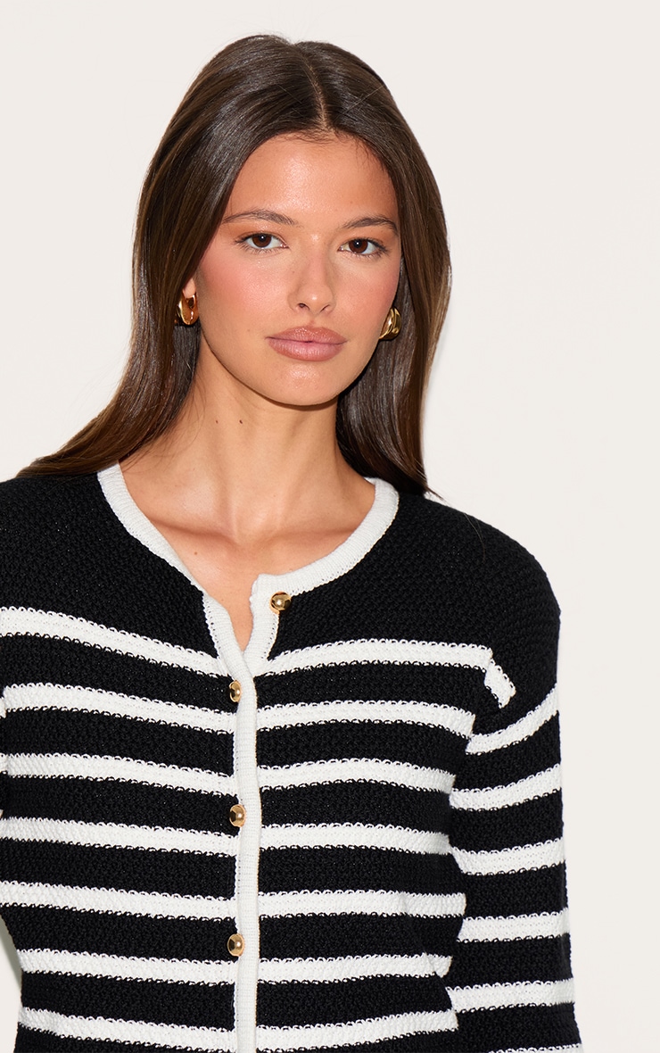 Black Stripe Knitted Cardigan image 4