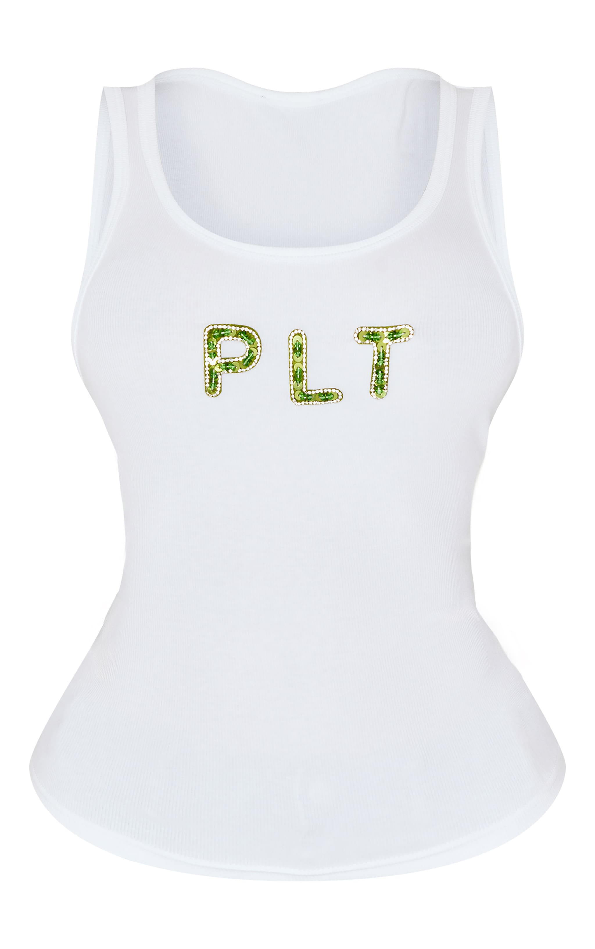 Shape White Plt Sequin Embellished Vest Top image 5