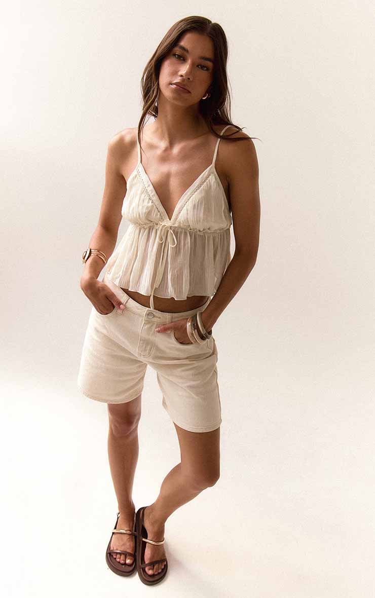 Butter Yellow Low Rise Denim Jorts image 5