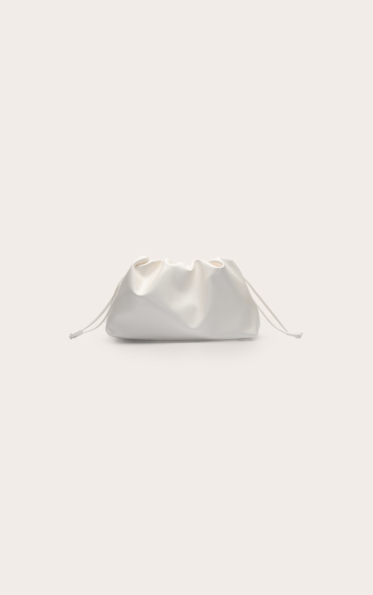 Cream Pu Oversize Drawstring Clutch Bag image 4