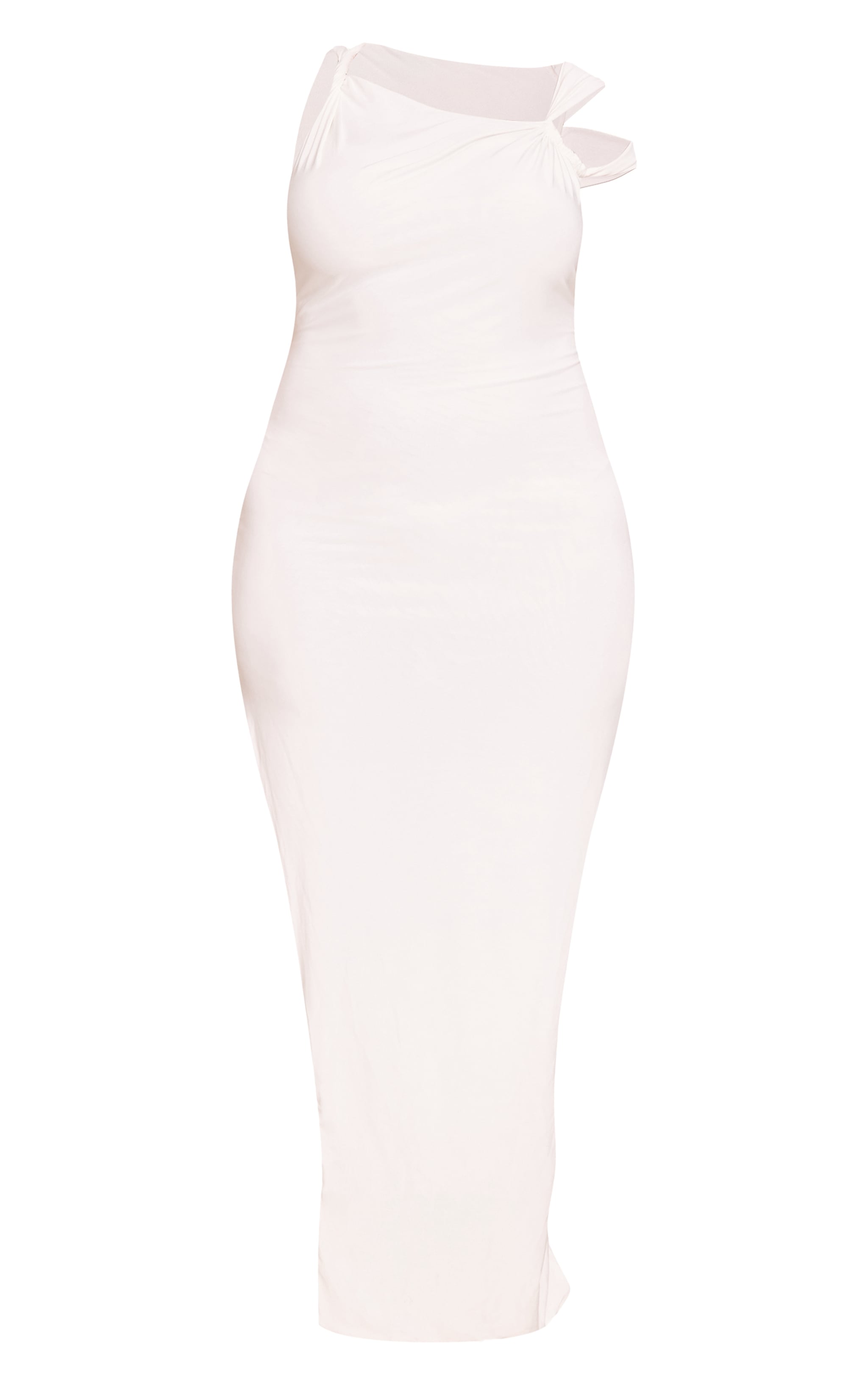 Plus Robe longue doublée moulante blanche à épaules froncées image 5