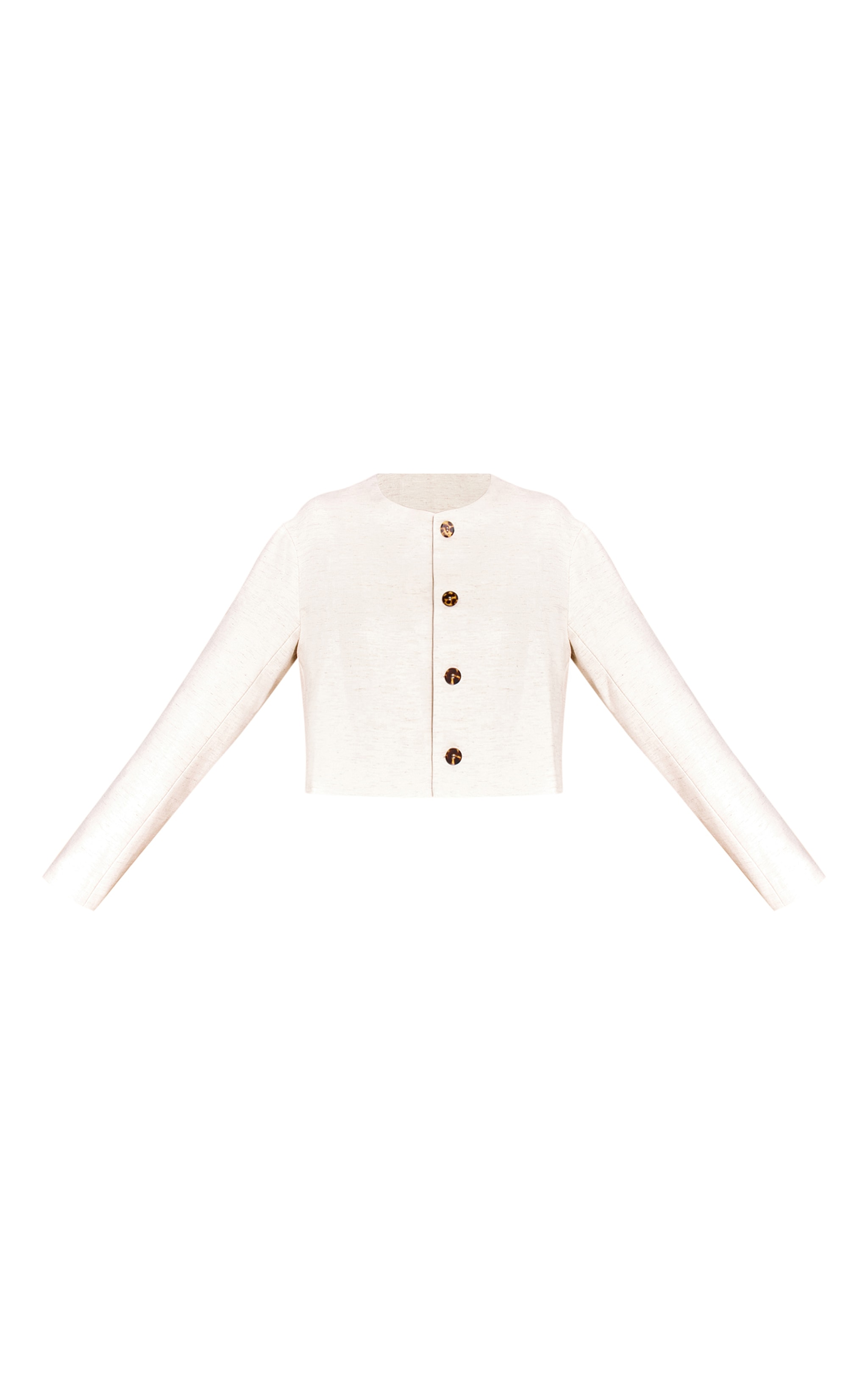 Veste en effet lin beige à épaules carrées et boutons image 5