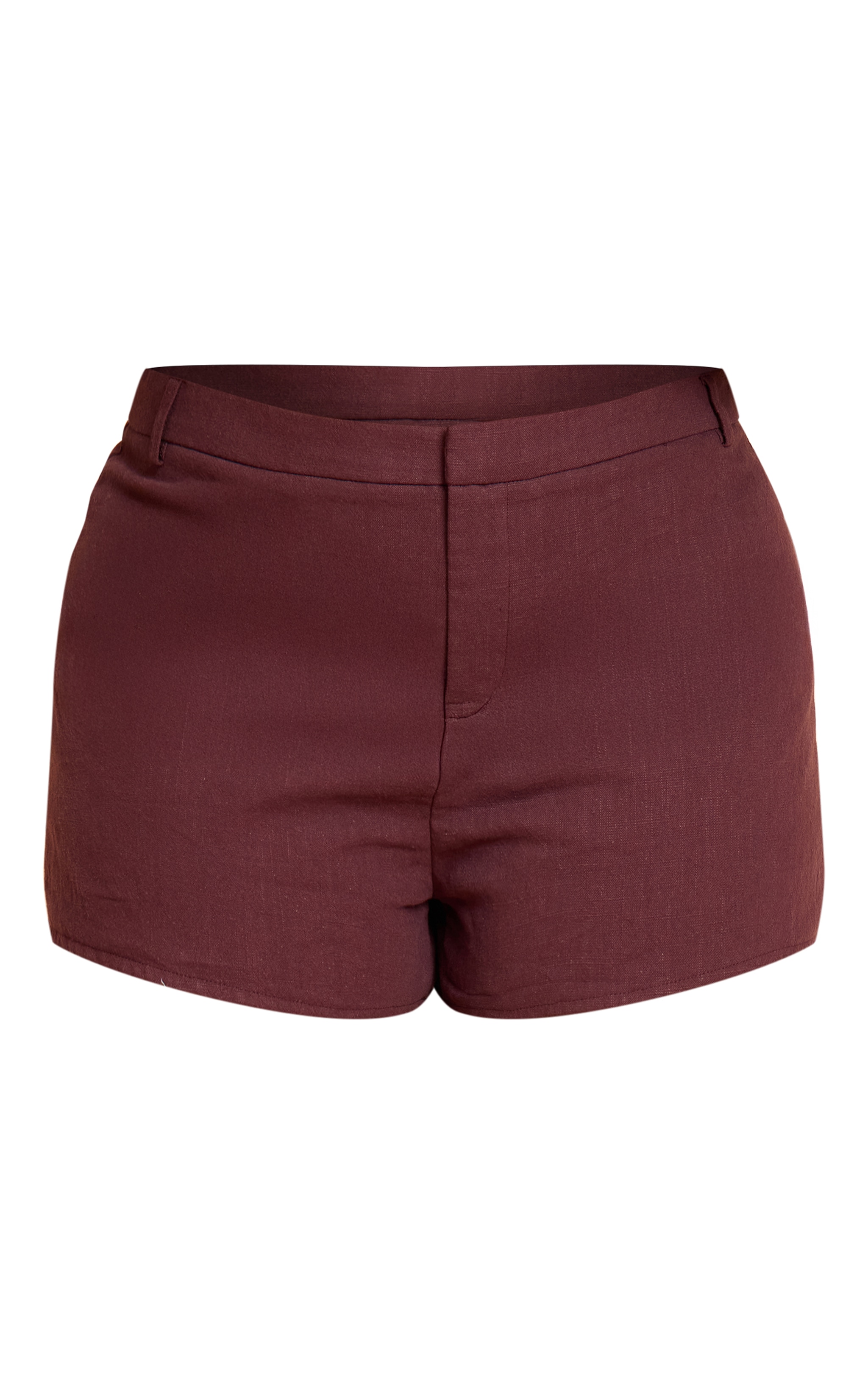 Plus Deep Chocolate Premium Linen Tailored Hot Pant image 6