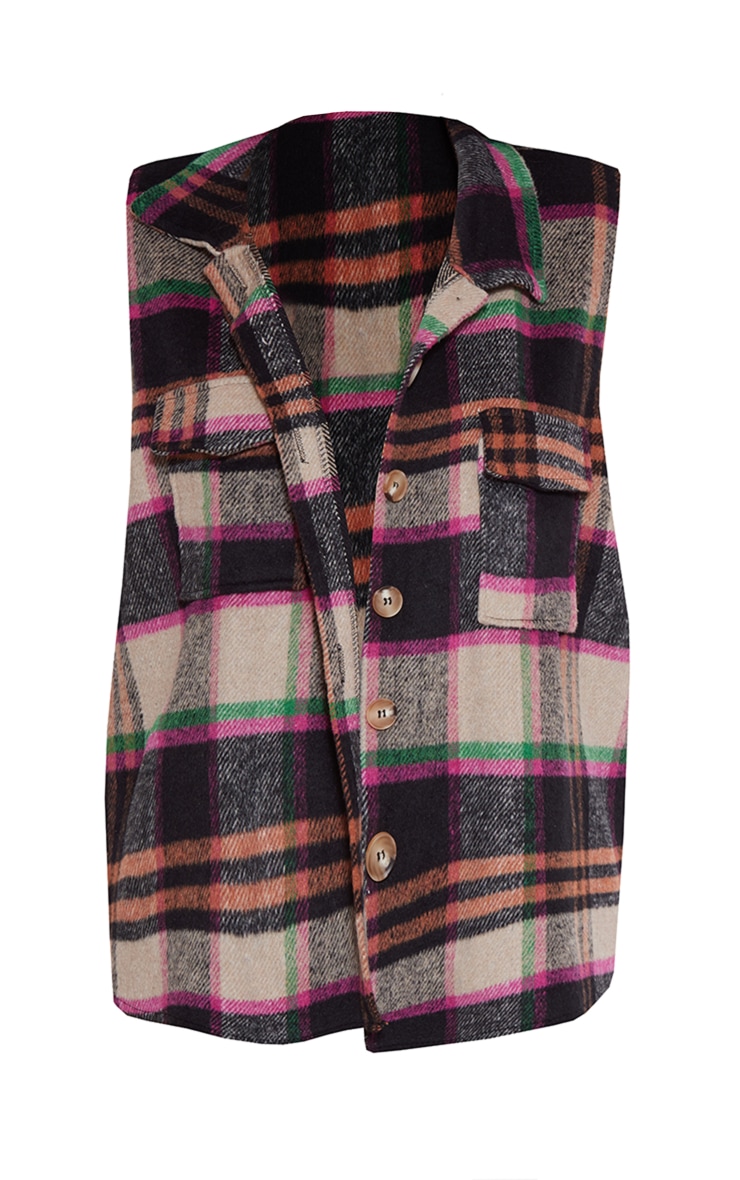 Multi Wool Look Checked Gilet Shacket image 5