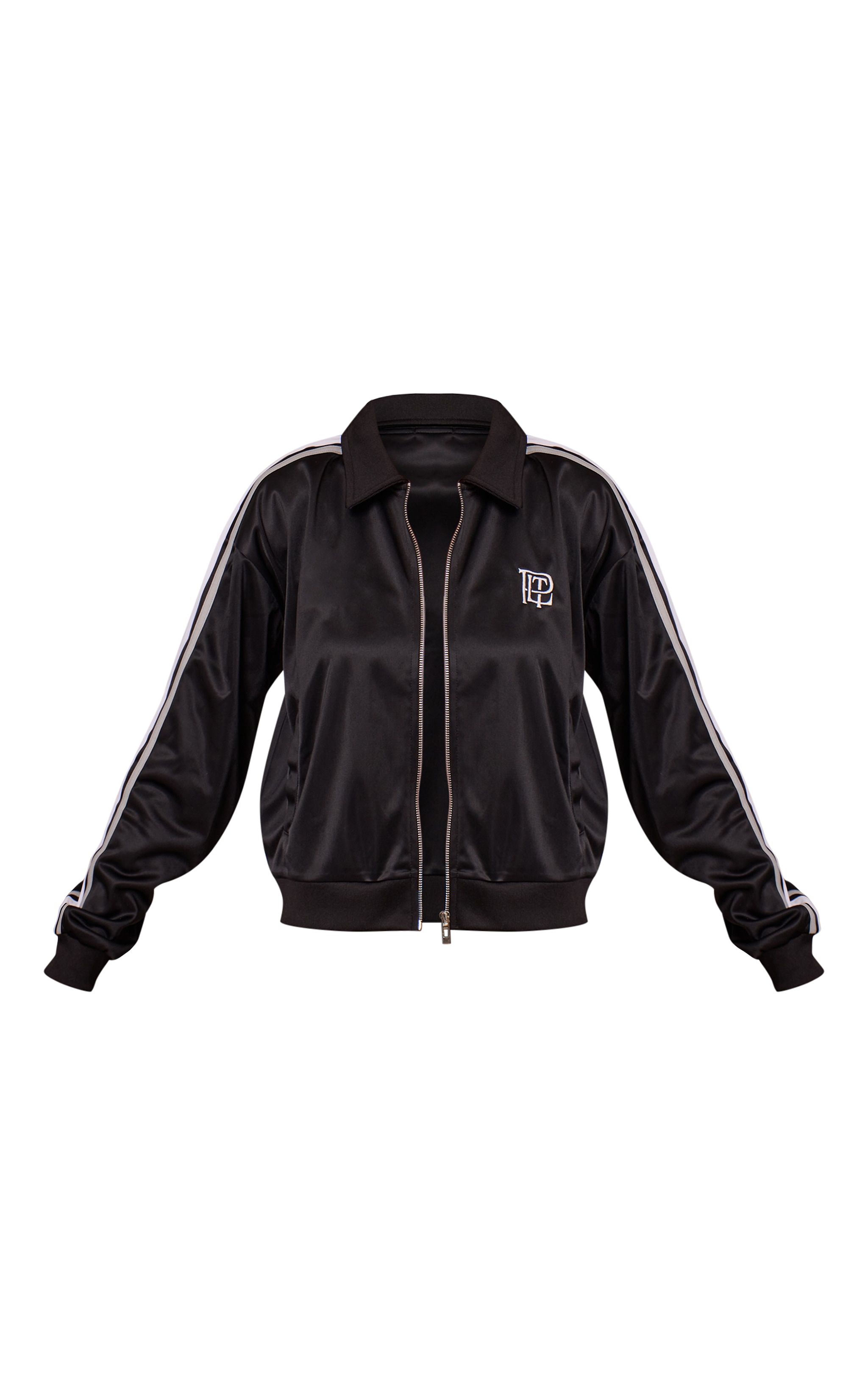 Veste noire à zip et rayures contrastantes sur les côtés image 5