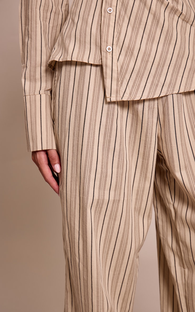 Stone Woven Pinstriped Straight Leg Pant image 4