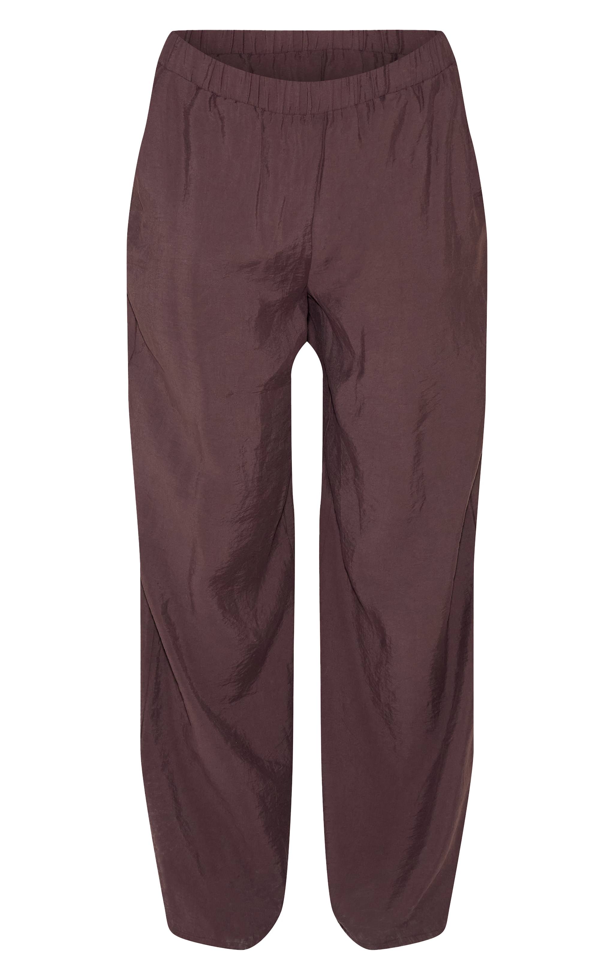 Pantalon droit tissé chocolat à taille élastique image 5