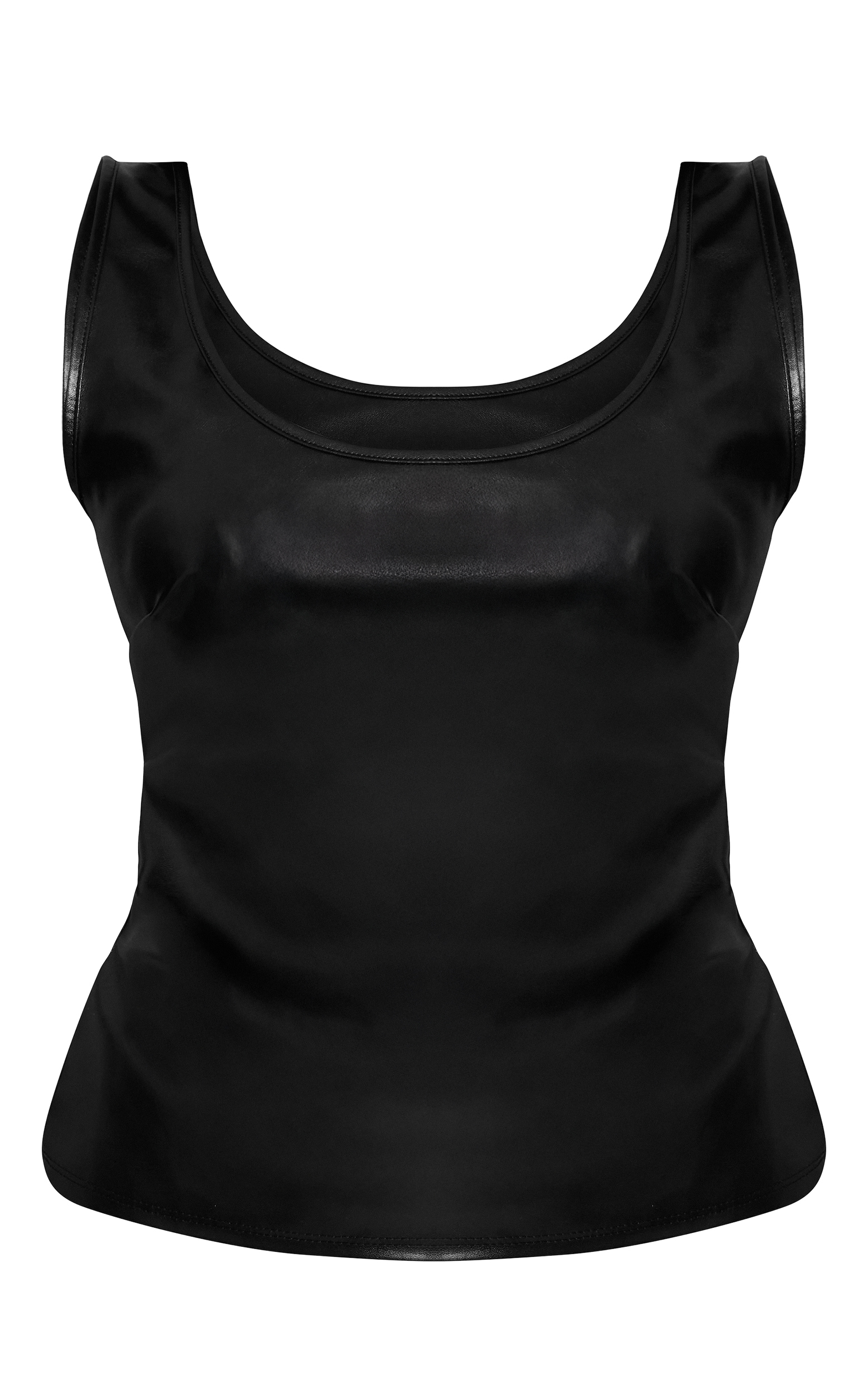 Black Faux Leather Scoop Neck Vest Top image 5