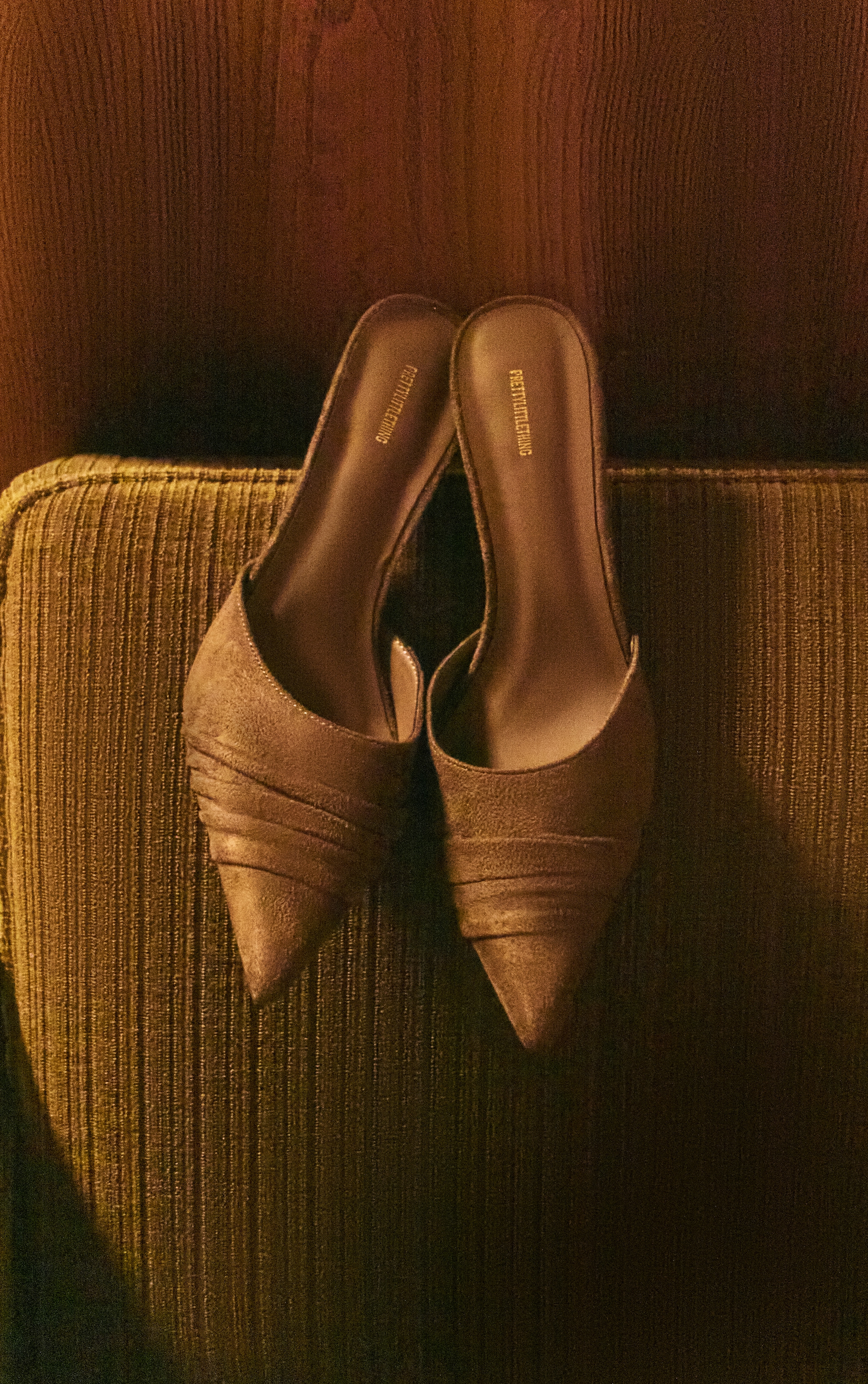 Chocolate Faux Suede Kick Heeled Mule