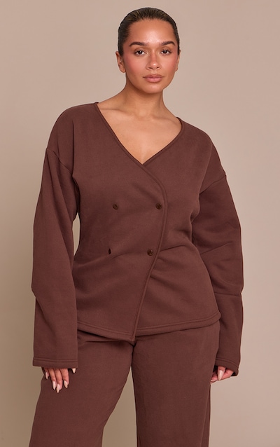 Shape Chocolate Button Up Sweat Cardigan