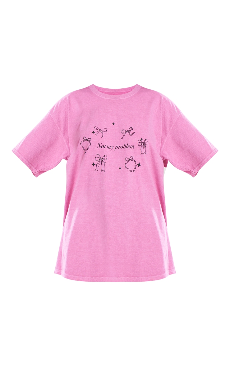Pink Problem Print Oversized T Shirt Tops PLT KSA - Main Image