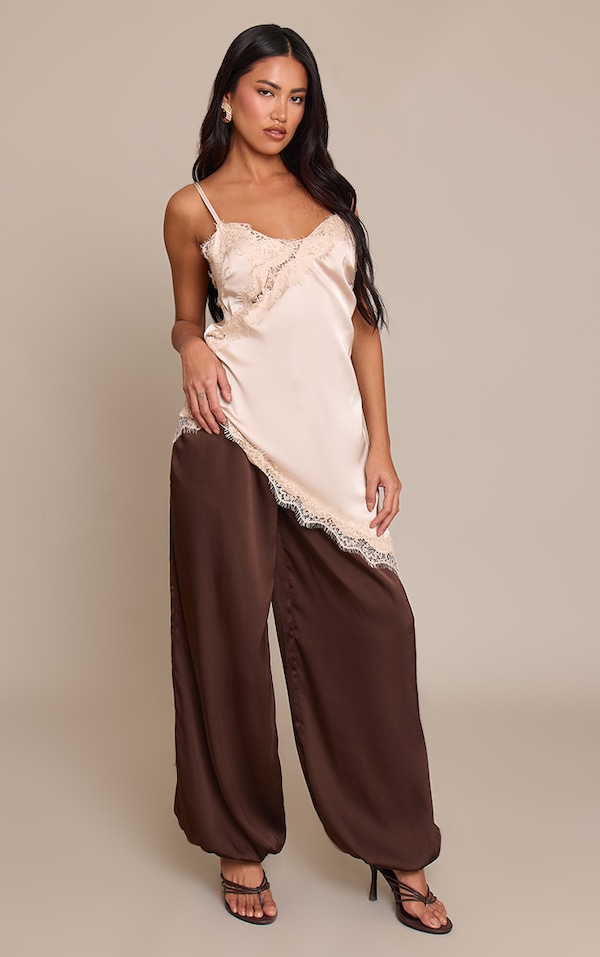 Dark Chocolate Satin Balloon Pants