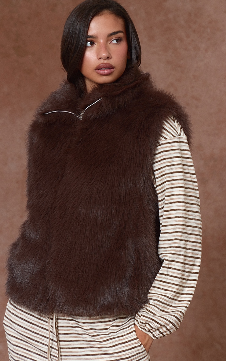 Chocolate Faux Fur Vest image 4