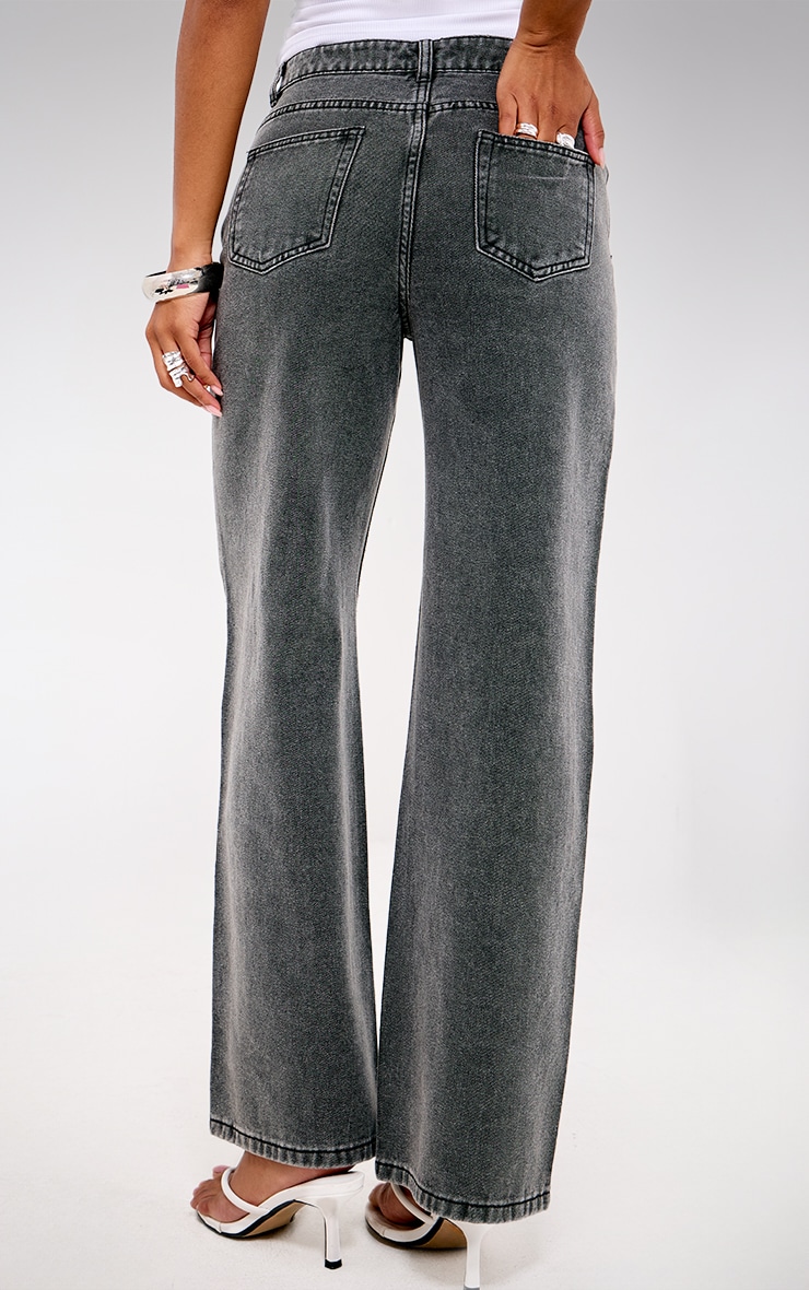 Washed Grey Diamante Front Straight Leg Jeans image 3