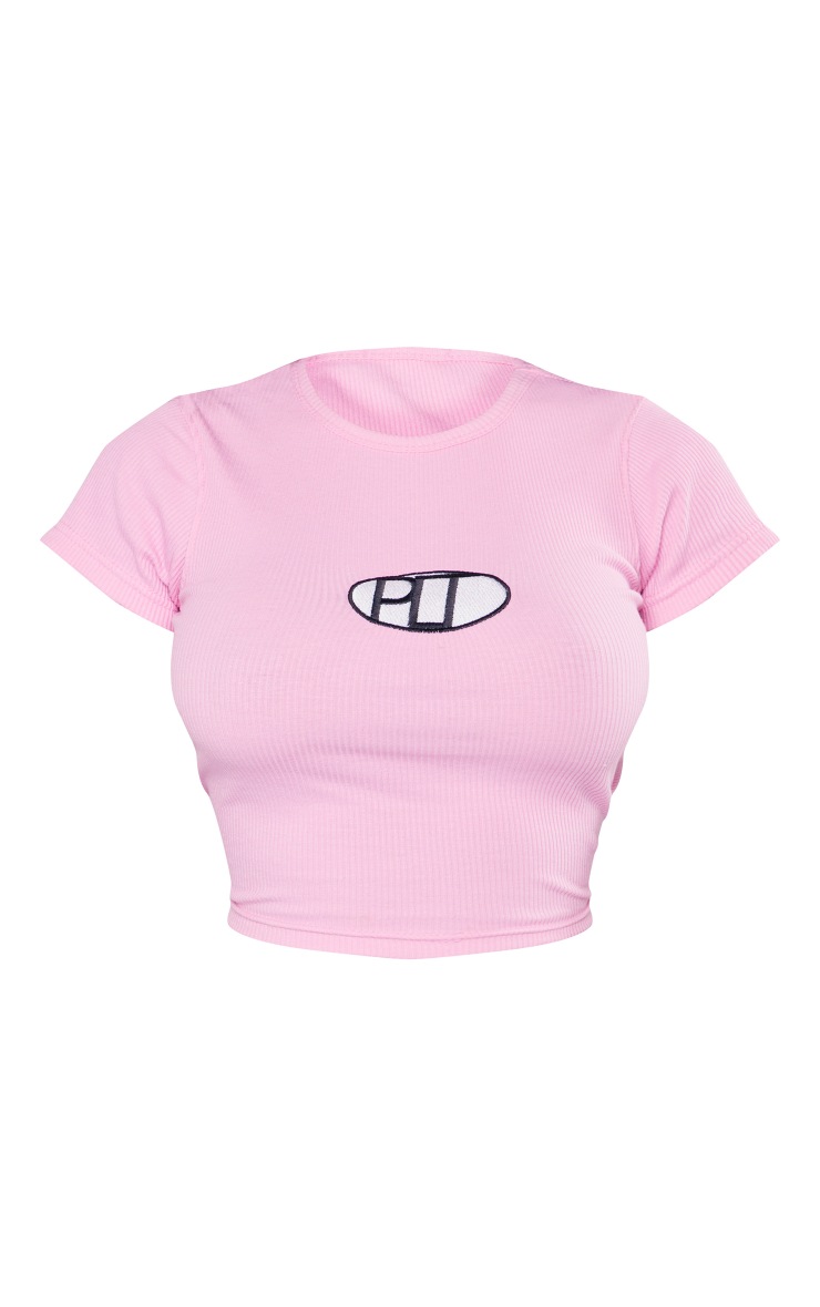 PRETTYLITTLETHING Shape Candy Pink Rib T Shirt image 5