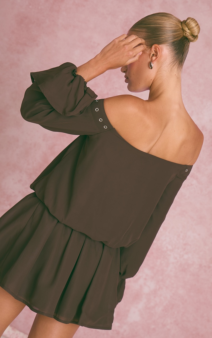 Dark Brown Chiffon Floaty Mini Skirt image 3