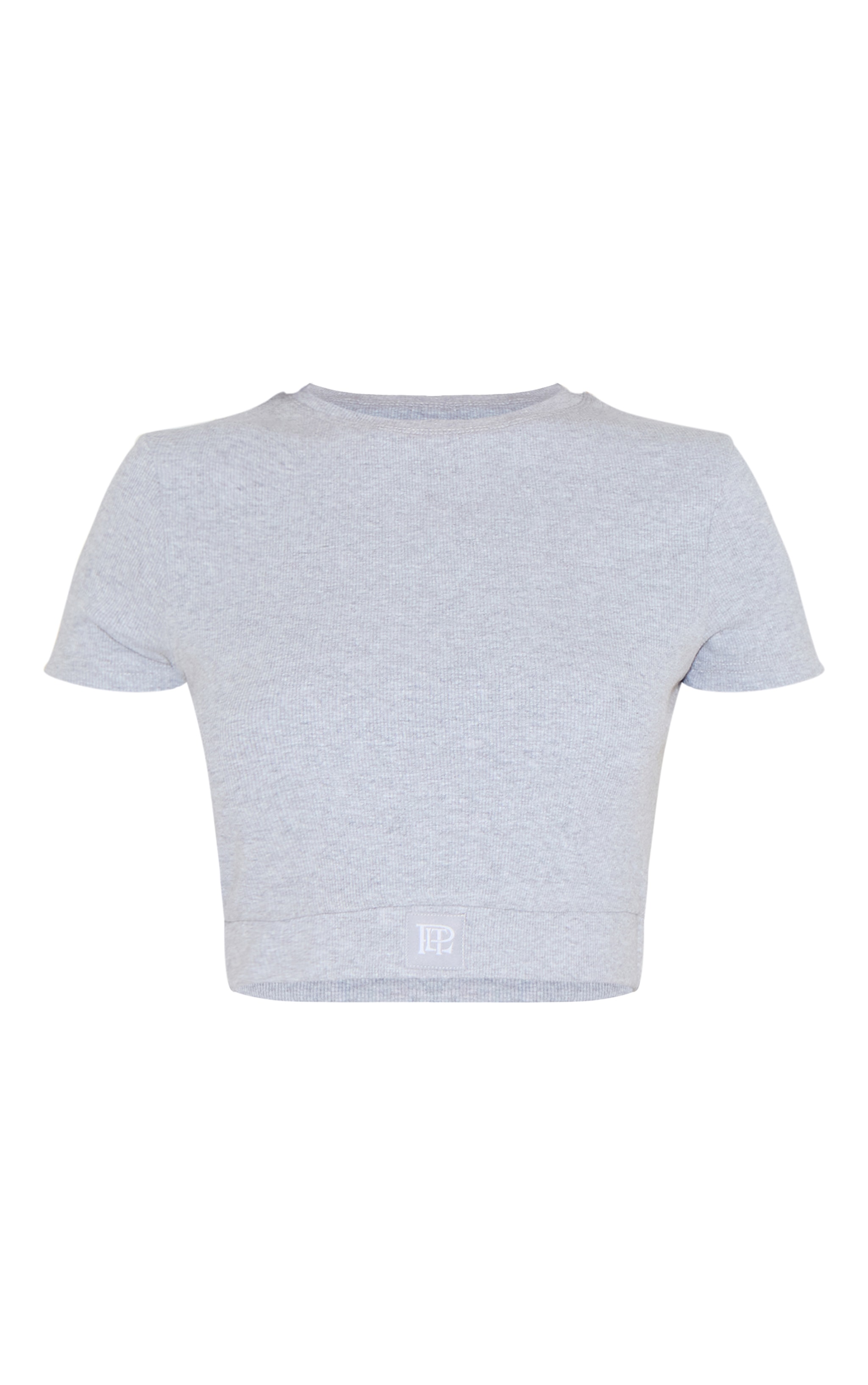 PrettyLittleThing Grey Sleep Tonal Satin Emblem Crop Top image 5