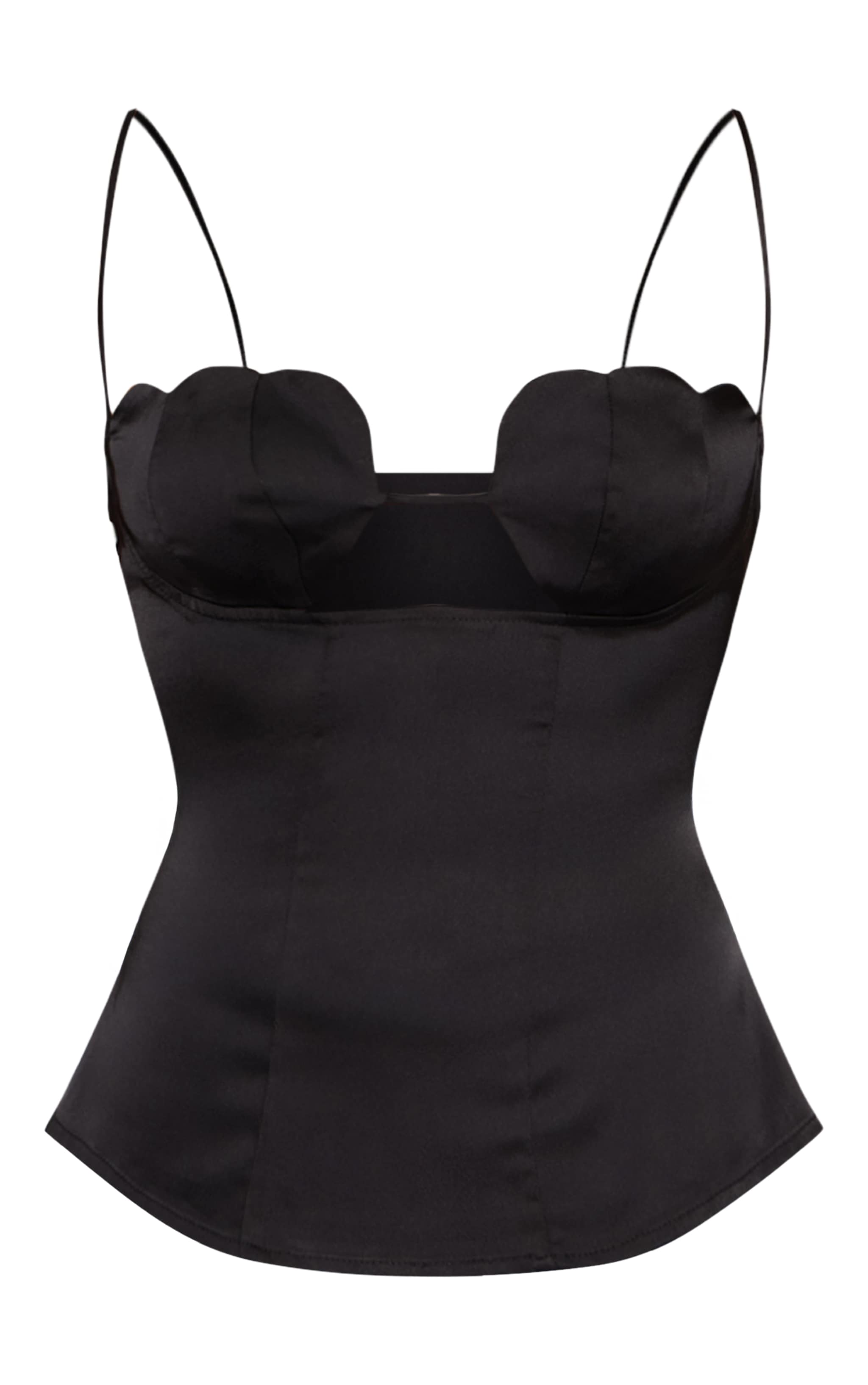 Black Satin Bust Detail Strappy Cami  image 5