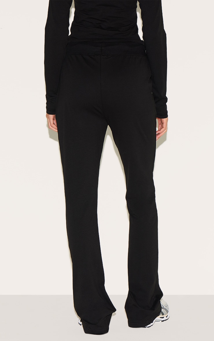 Black Cotton Seam Detail Mid Rise Skinny Flares image 3