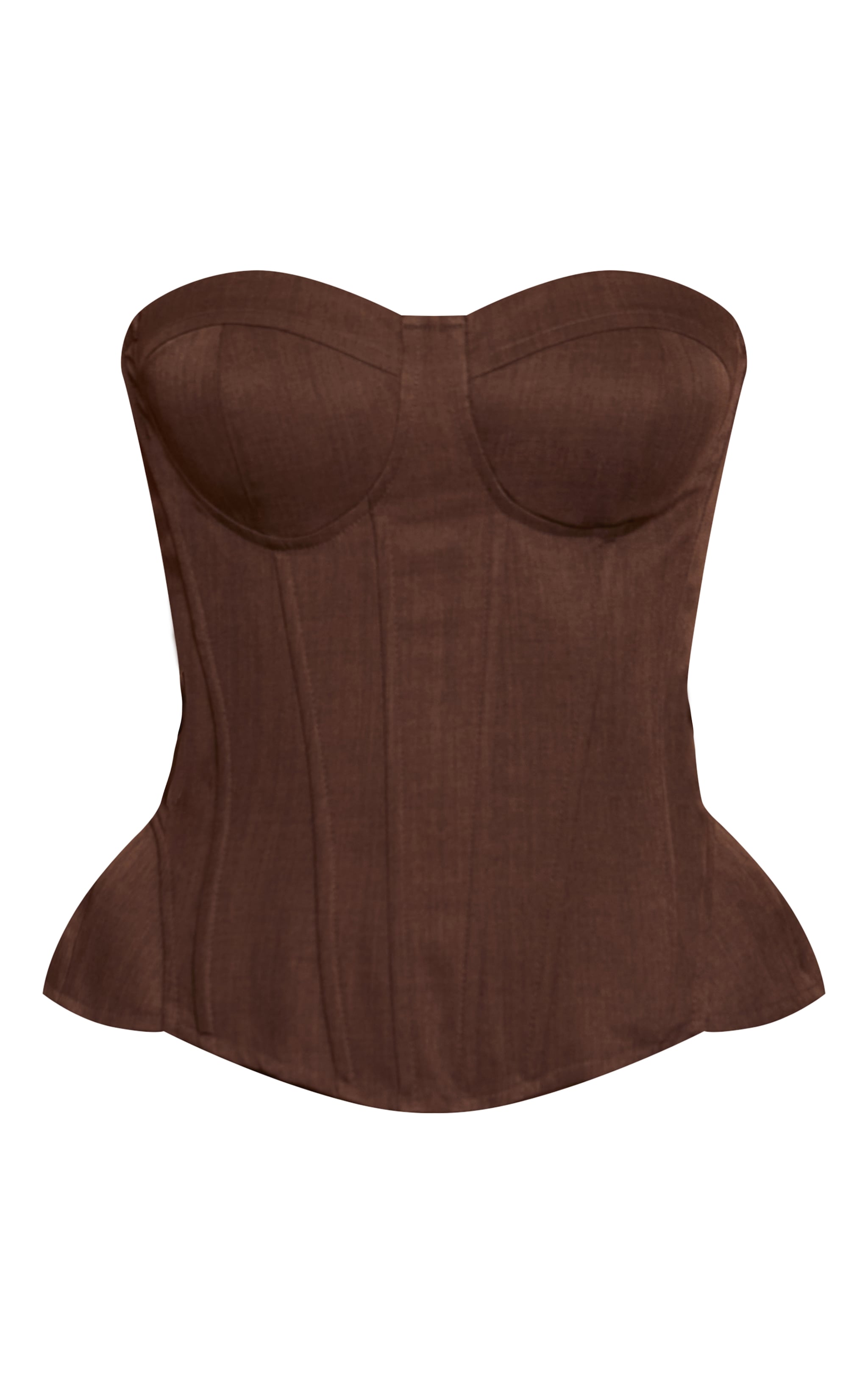 Chocolate Woven Structured Corset Top image 5