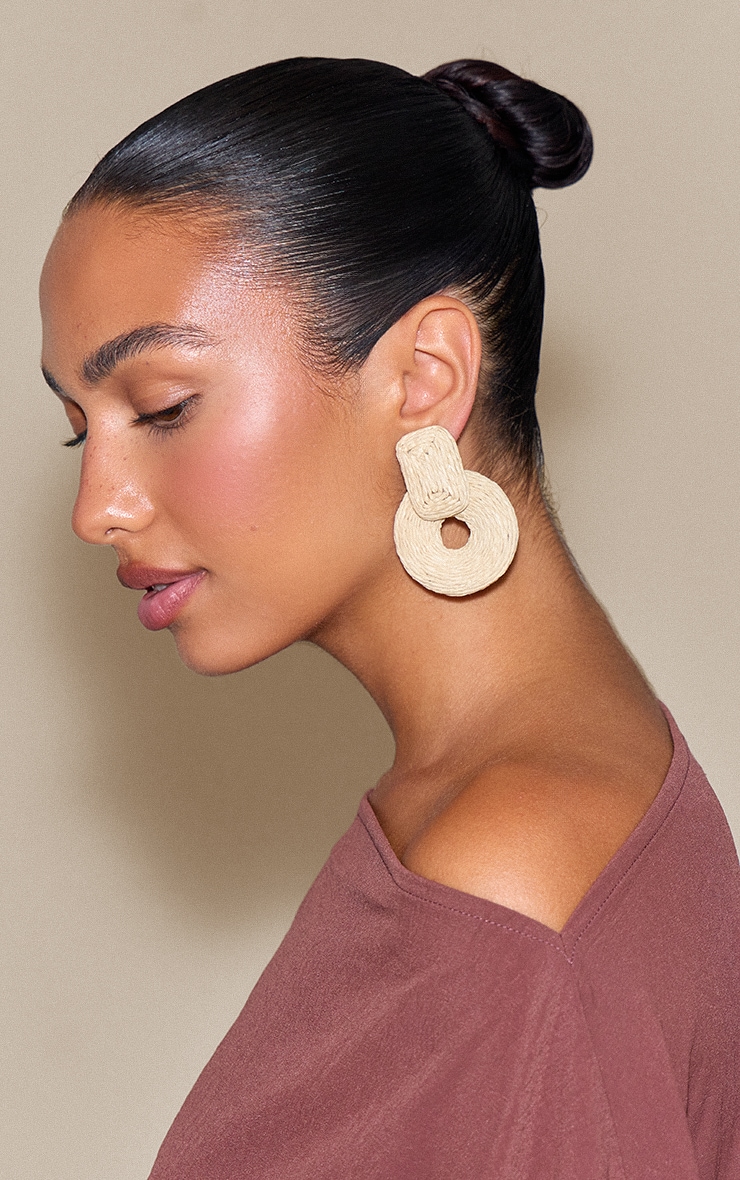 Natural Raffia Door Knocker Earrings image 1