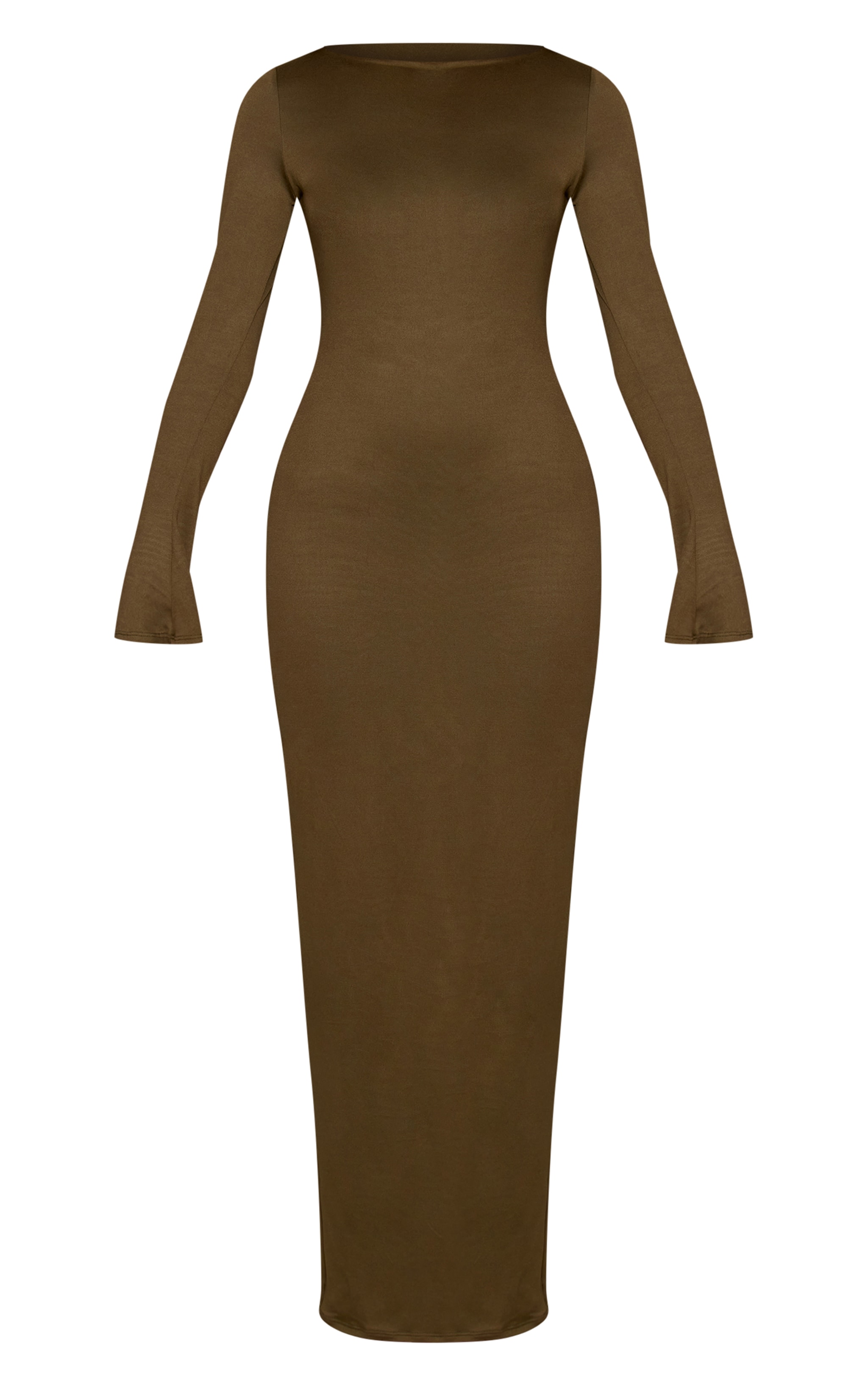 Khaki Soft Touch Jersey Long Sleeve Maxi Dress image 5