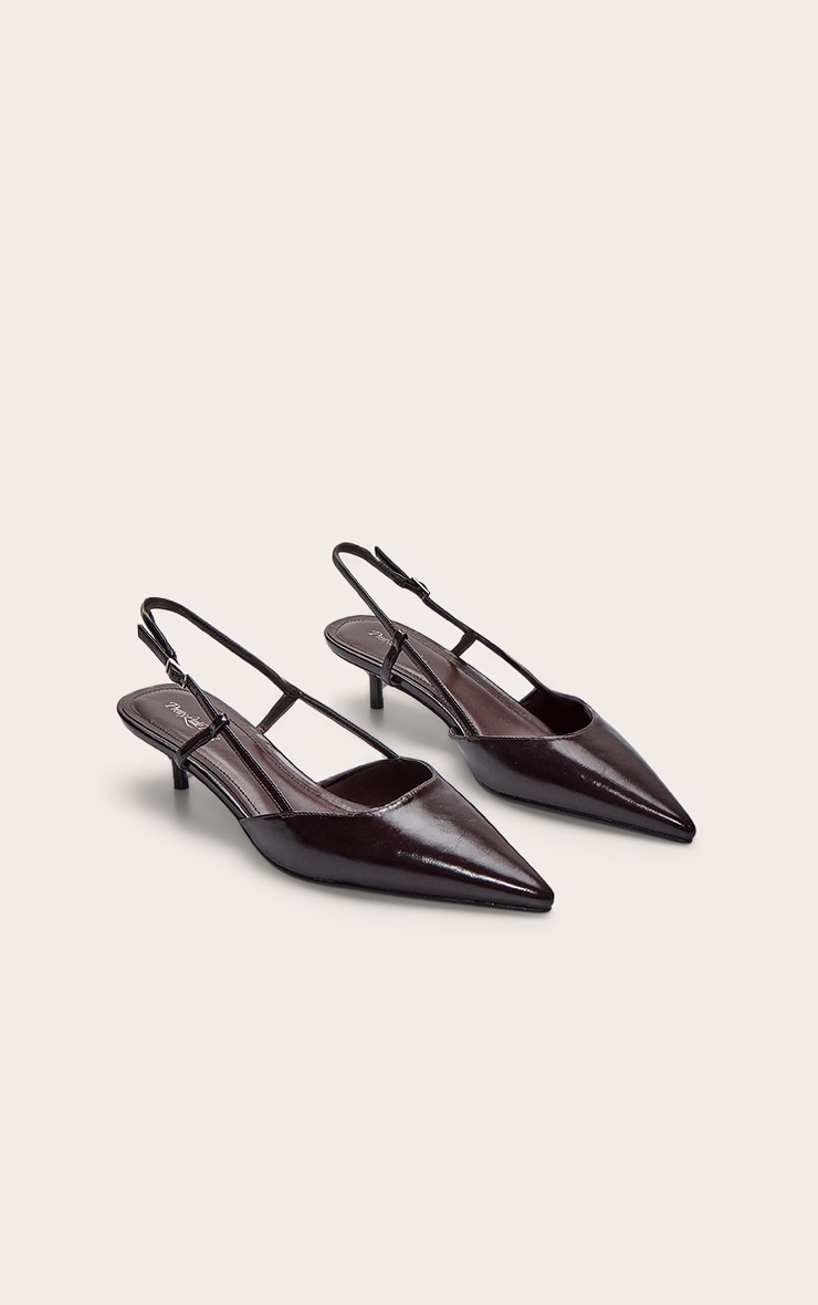 Plum Crinkle Kitten Heel Sling Back Courts image 3