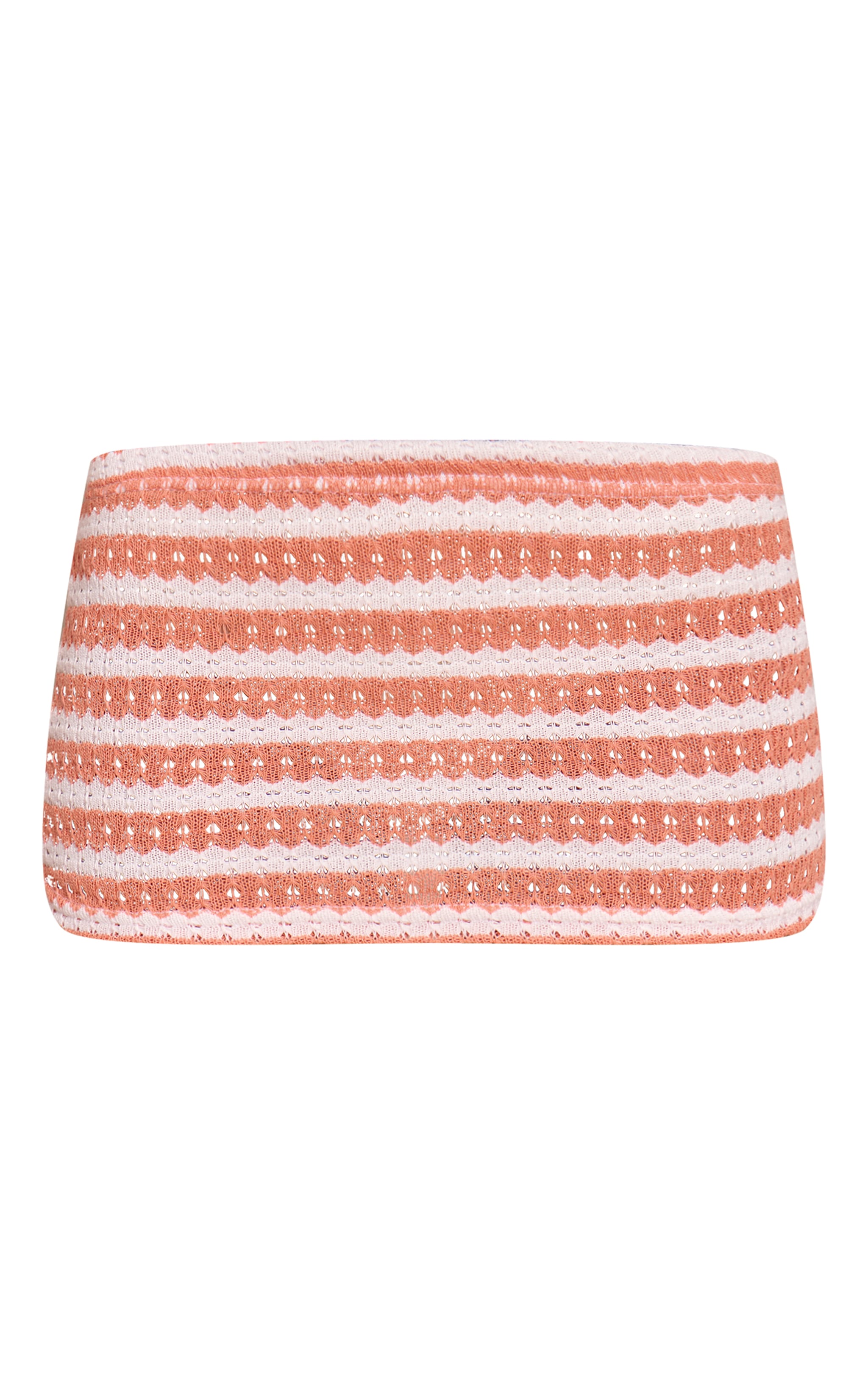 Peach Striped Textured Jersey Mini Skirt image 6