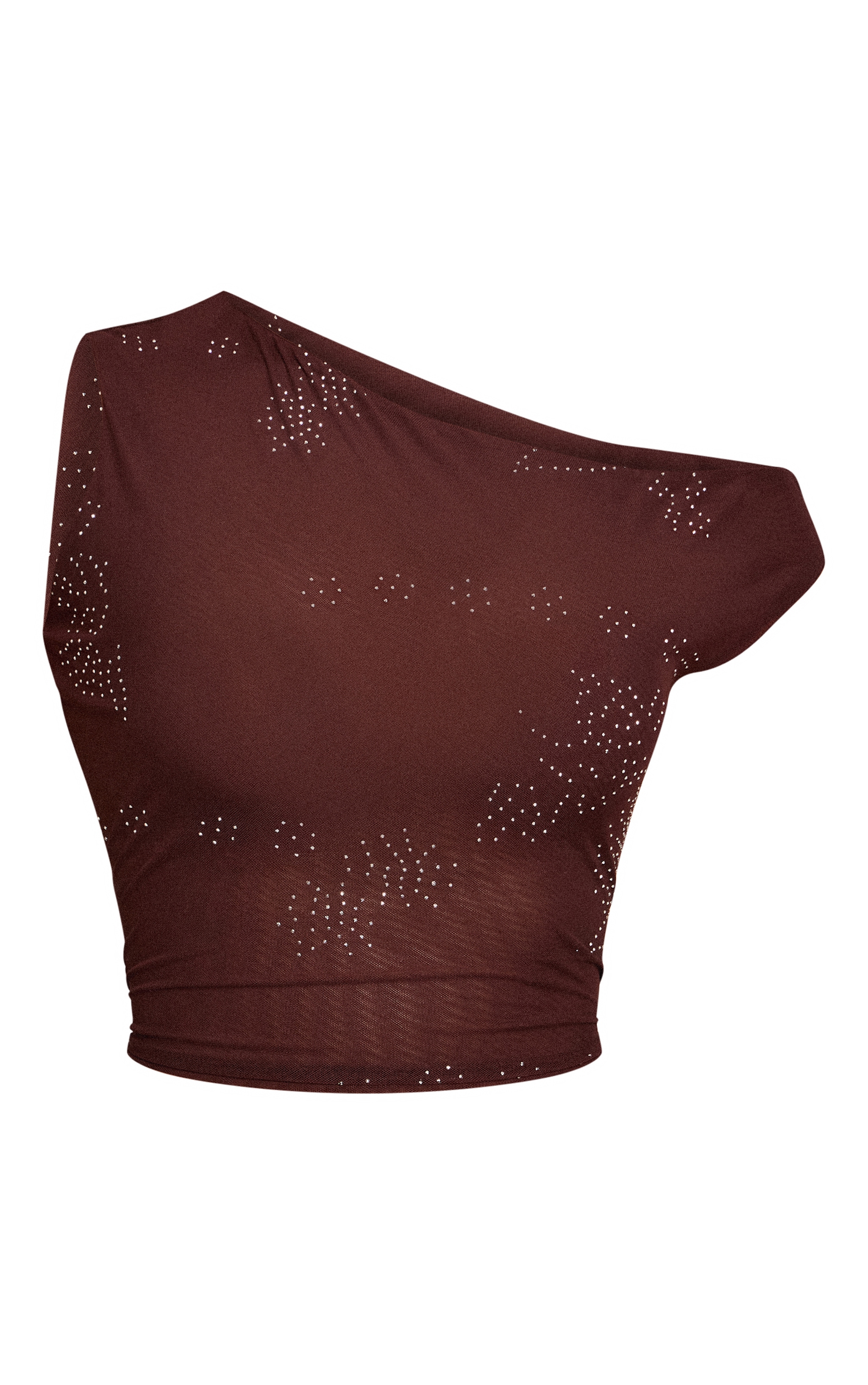 Brown Mesh Hotfix Asymmetric Top image 5