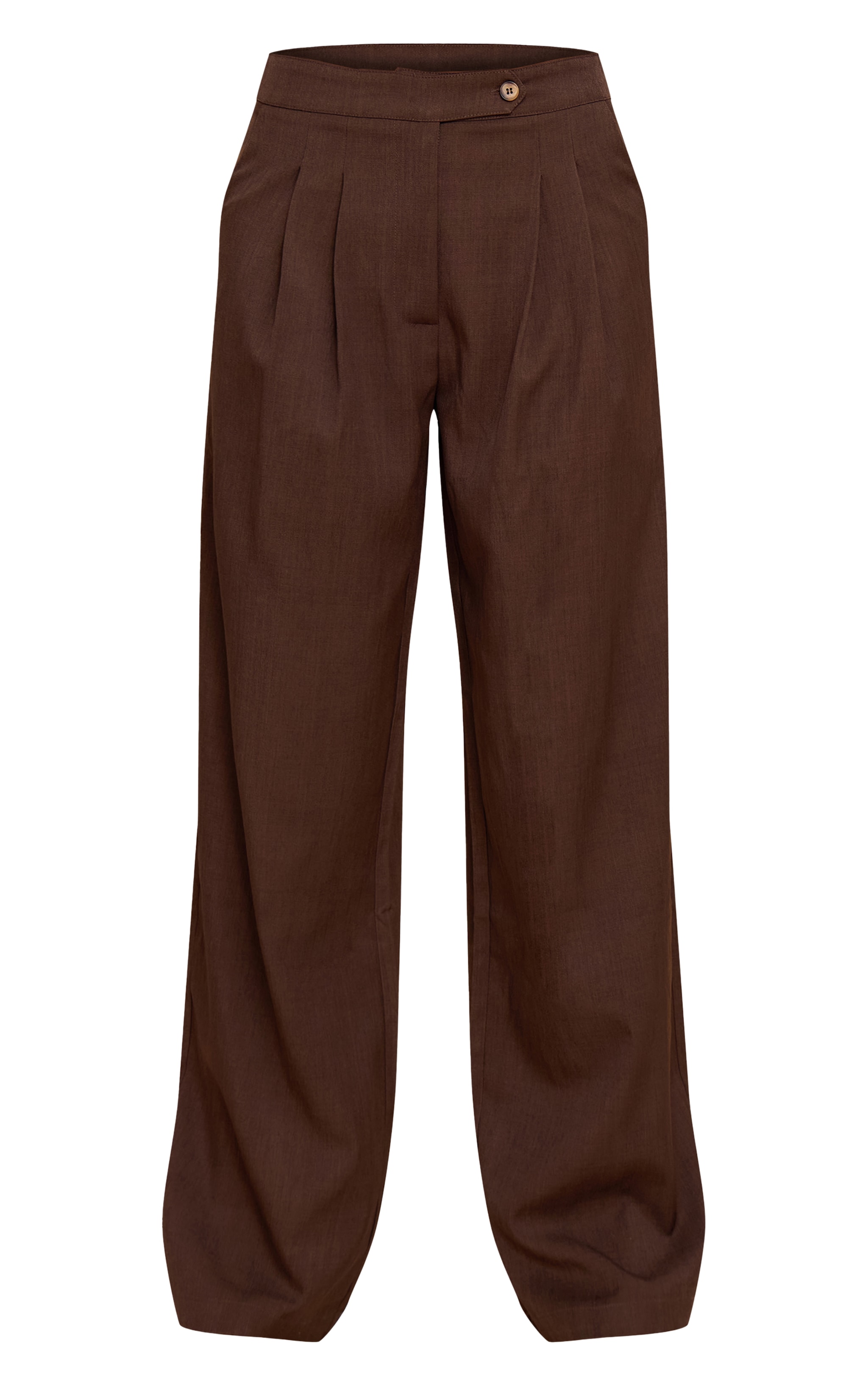 Dark Brown Tailored Woven Pleated Wide Leg Pants image 5