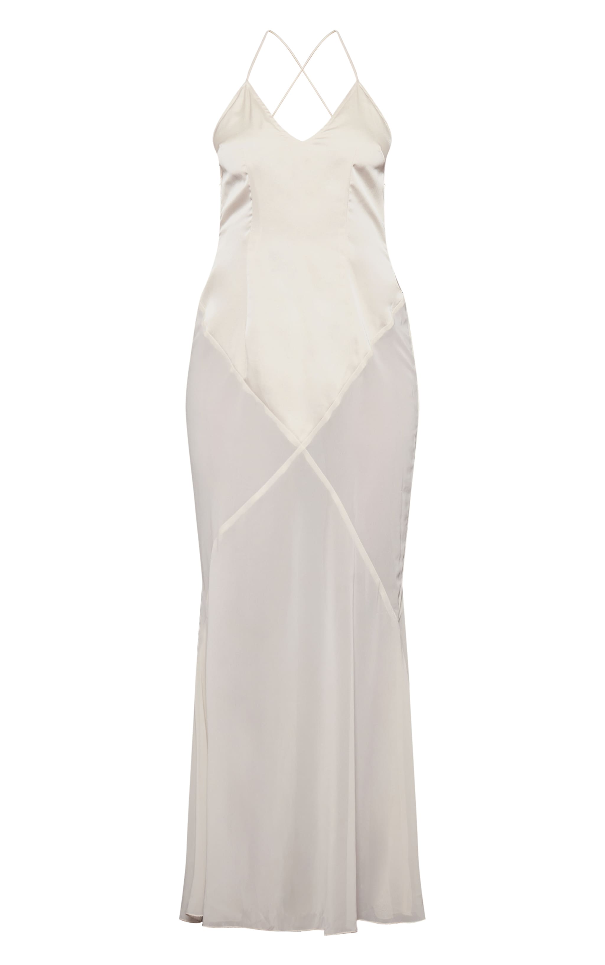 Oyster Satin Contrast V Neck Maxi Dress image 5