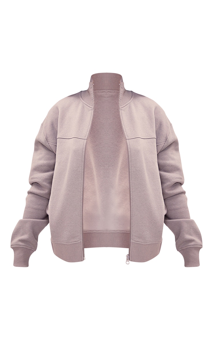 Petite Charcoal Grey Seam Detail Zip Up Track Top image 5