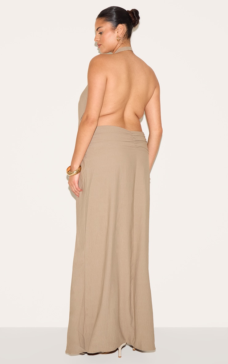 Plus Mushroom Floaty Woven Cowl Neck Low Back Maxi Dress image 2