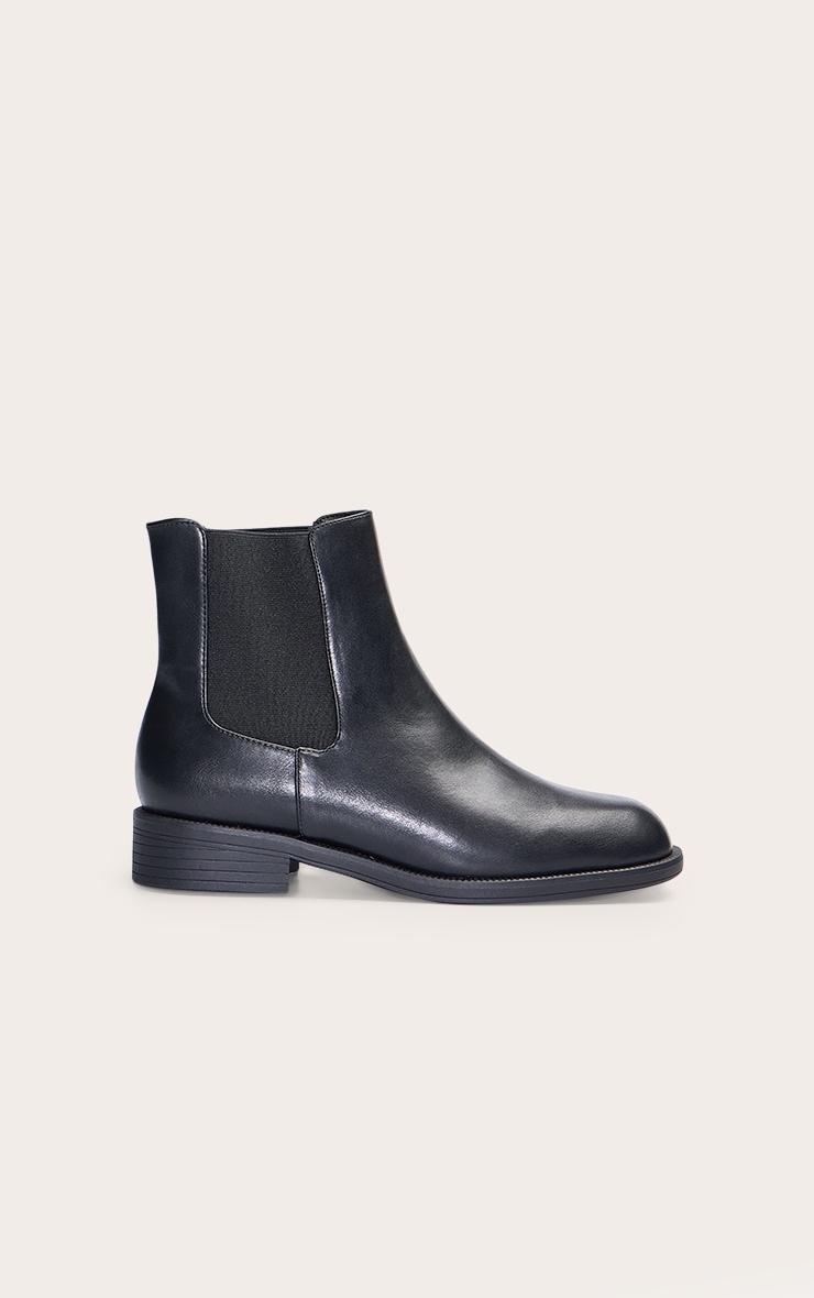 Wide Fit Black Round Toe Basic Chelsea Ankle Boot image 2