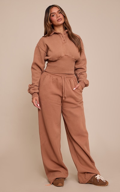 Shape Chocolate Washed Tie Waist Straight Leg Sweatpants
